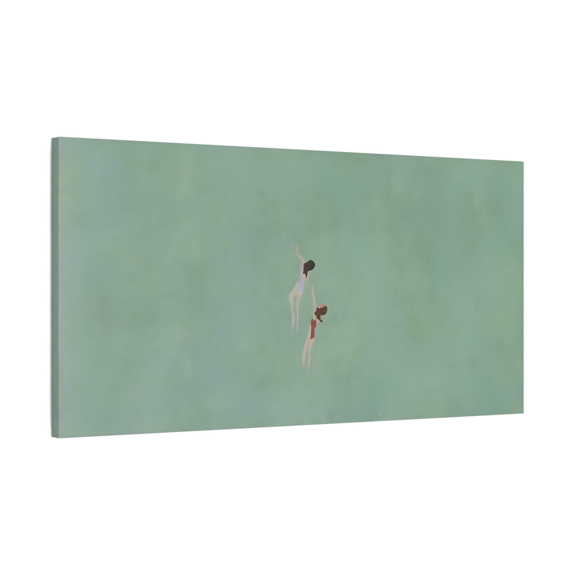 Swiming into the Green Sea Canvas - Vintage Retro Minimalist Wall art - YesArtYes