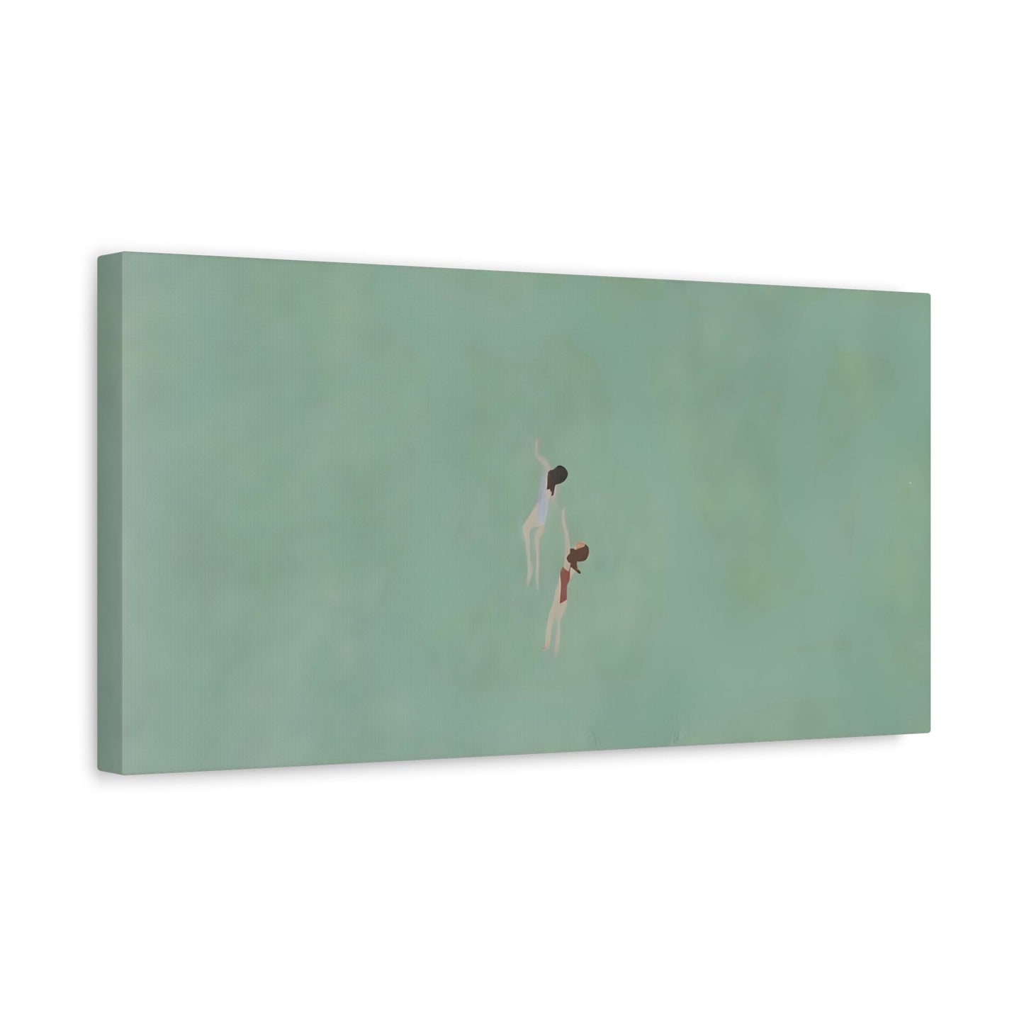 Swiming into the Green Sea Canvas - Vintage Retro Minimalist Wall art - YesArtYes