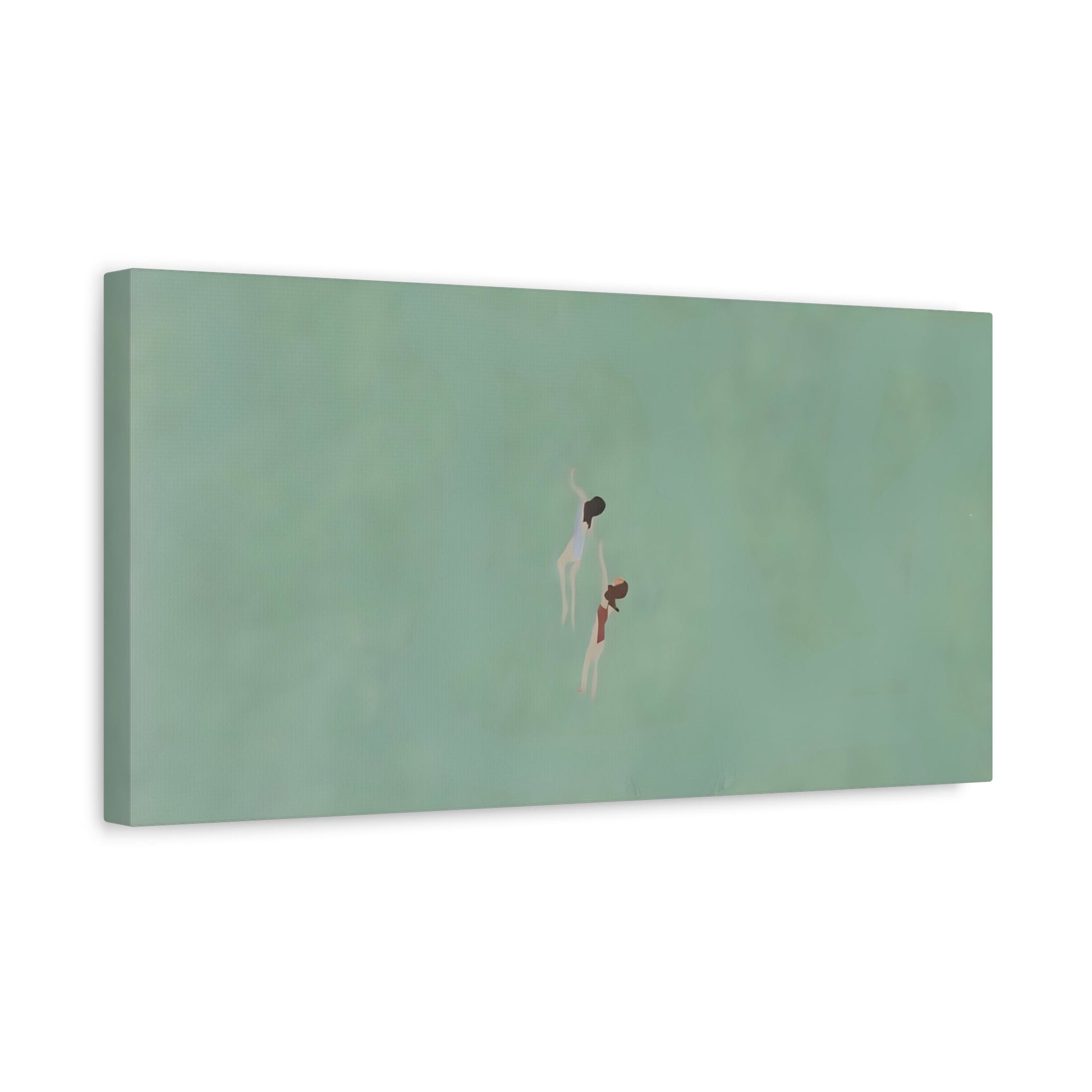 Swiming into the Green Sea Canvas - Vintage Retro Minimalist Wall art - YesArtYes