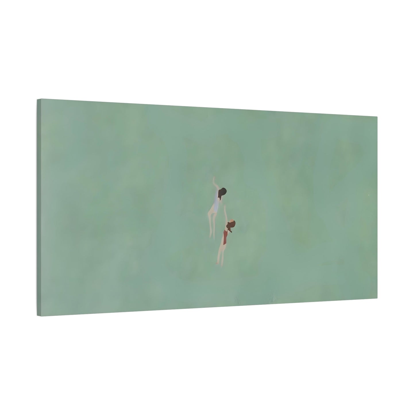 Swiming into the Green Sea Canvas - Vintage Retro Minimalist Wall art - YesArtYes
