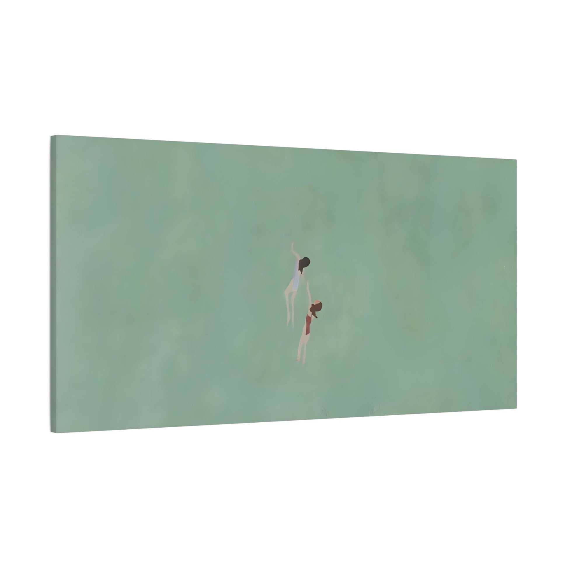 Swiming into the Green Sea Canvas - Vintage Retro Minimalist Wall art - YesArtYes