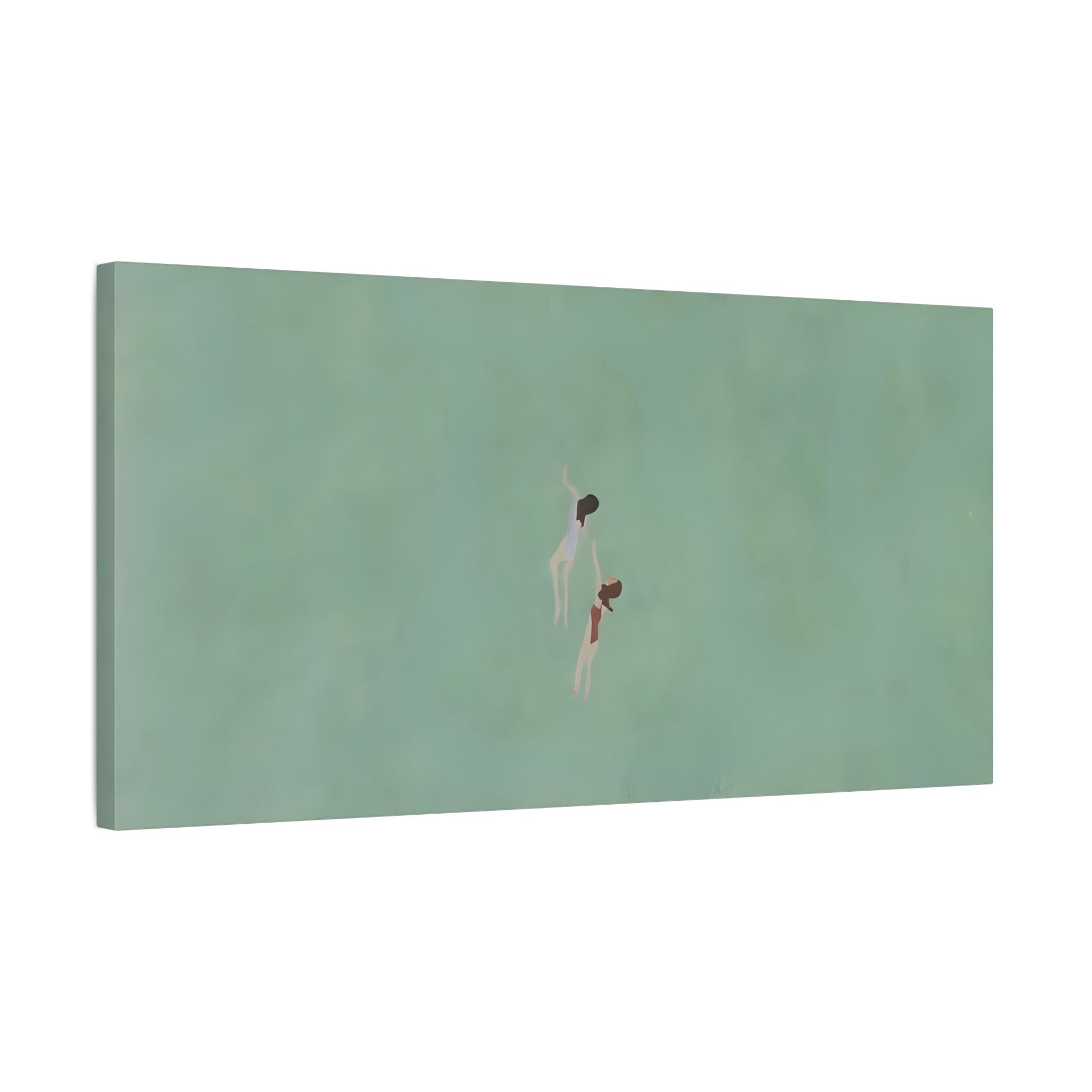 Swiming into the Green Sea Canvas - Vintage Retro Minimalist Wall art - YesArtYes