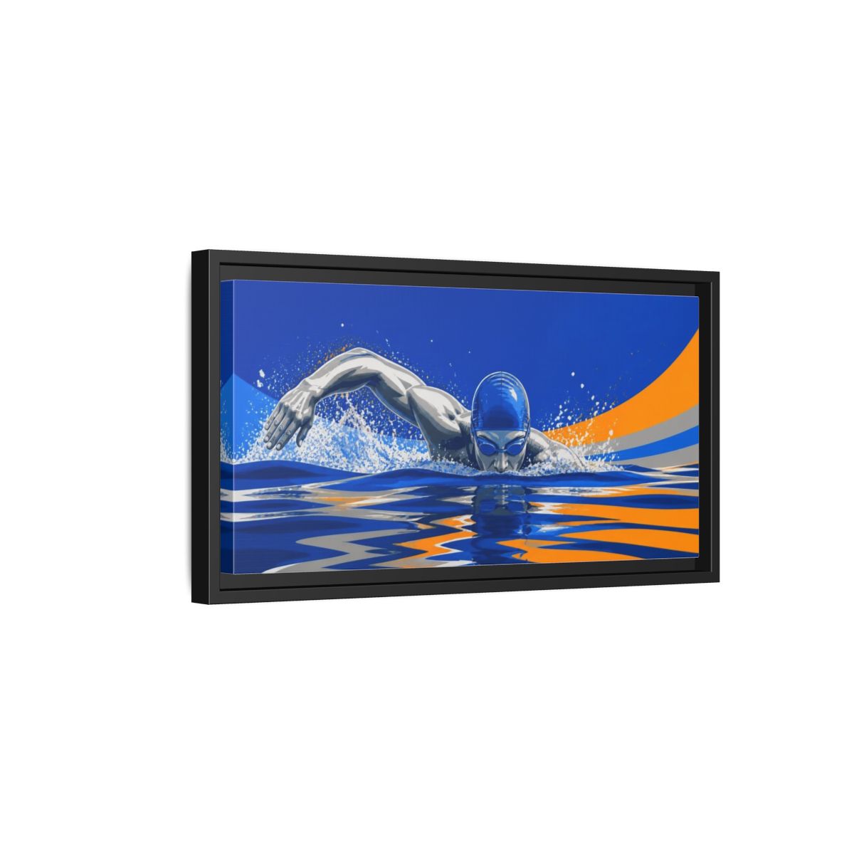 Side Mockup 8. Swimmer Motivation shown as framed canvas print