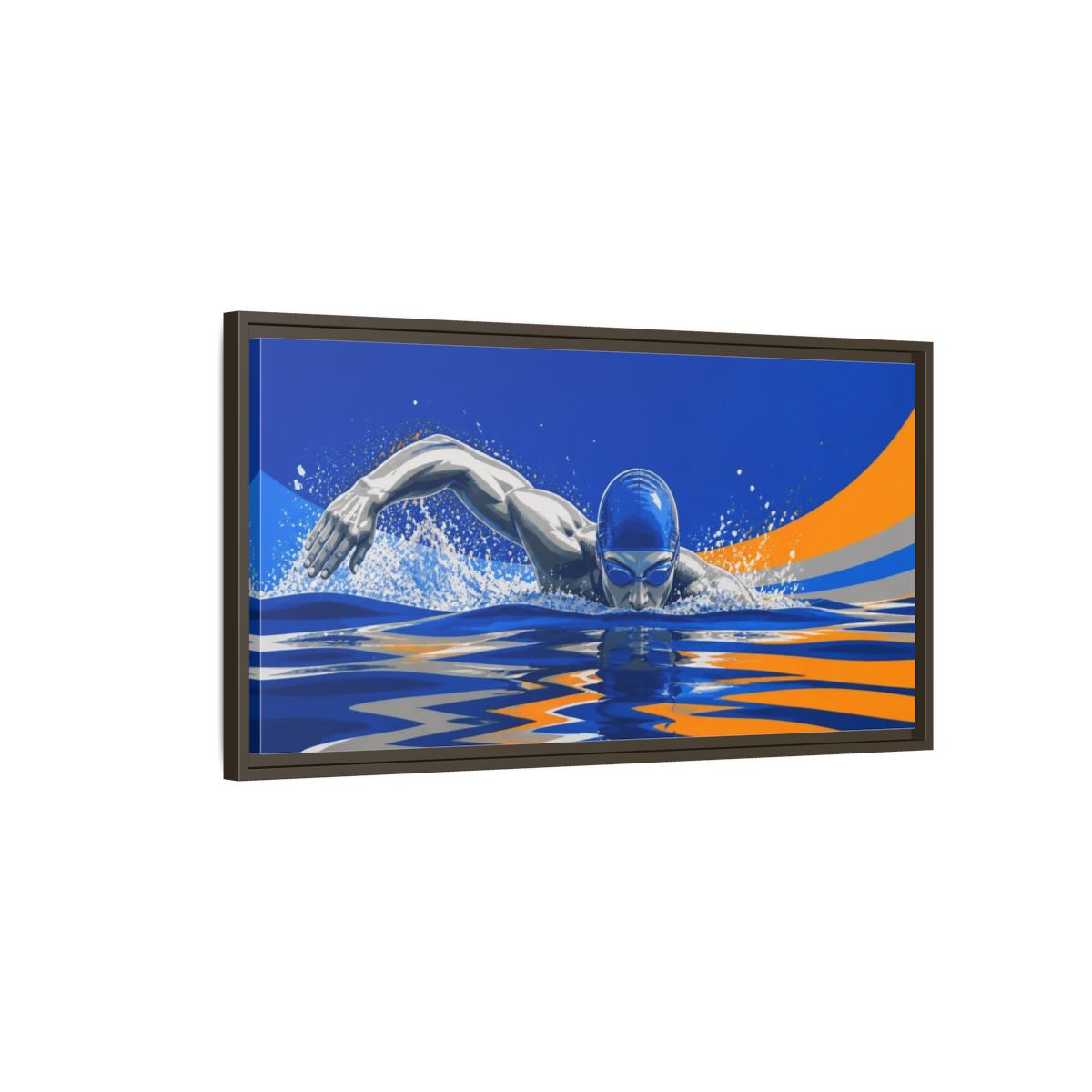 Main Mockup. Swimmer Motivation shown as framed canvas print