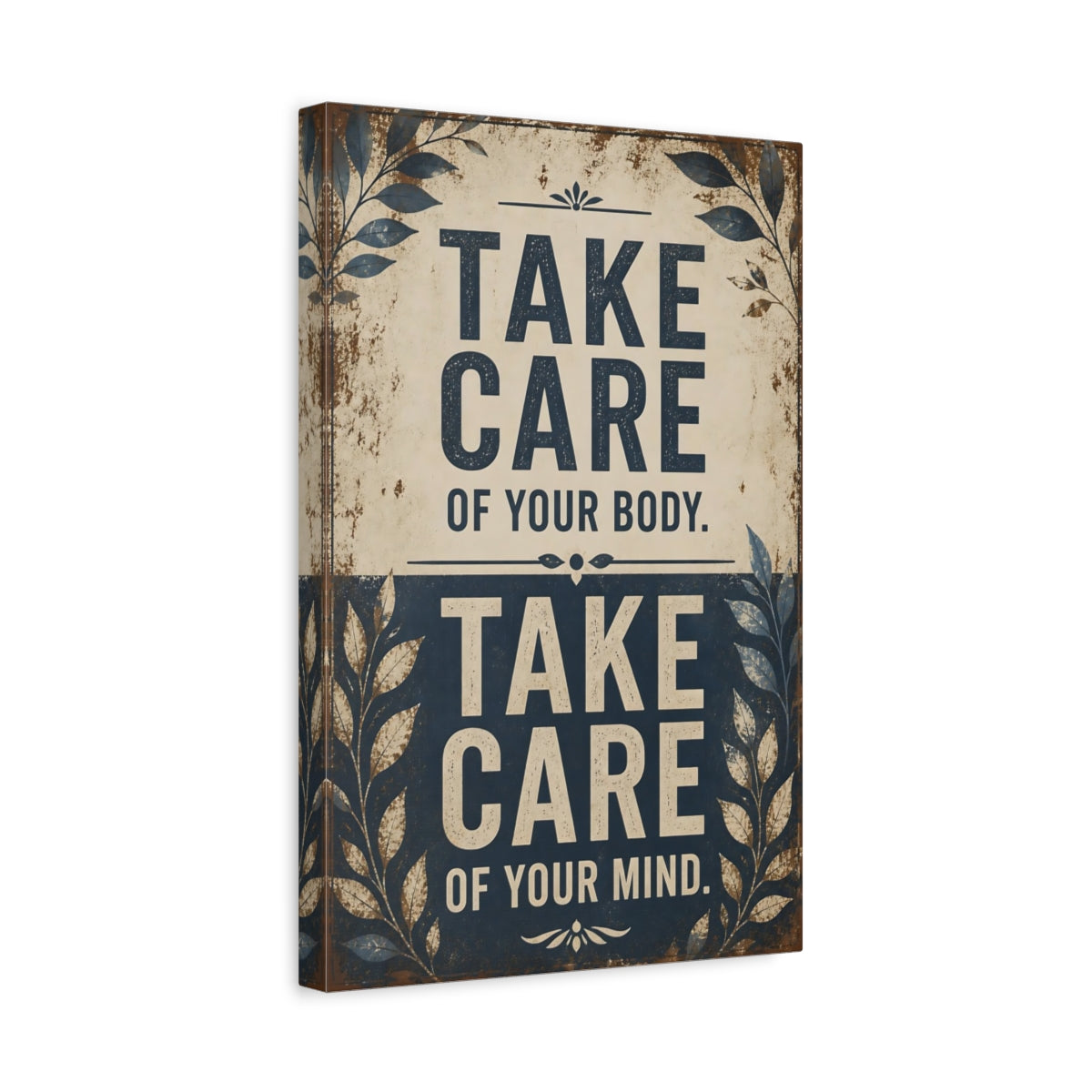 Side Mockup 4. Take Care Motivational Quote shown as canvas print