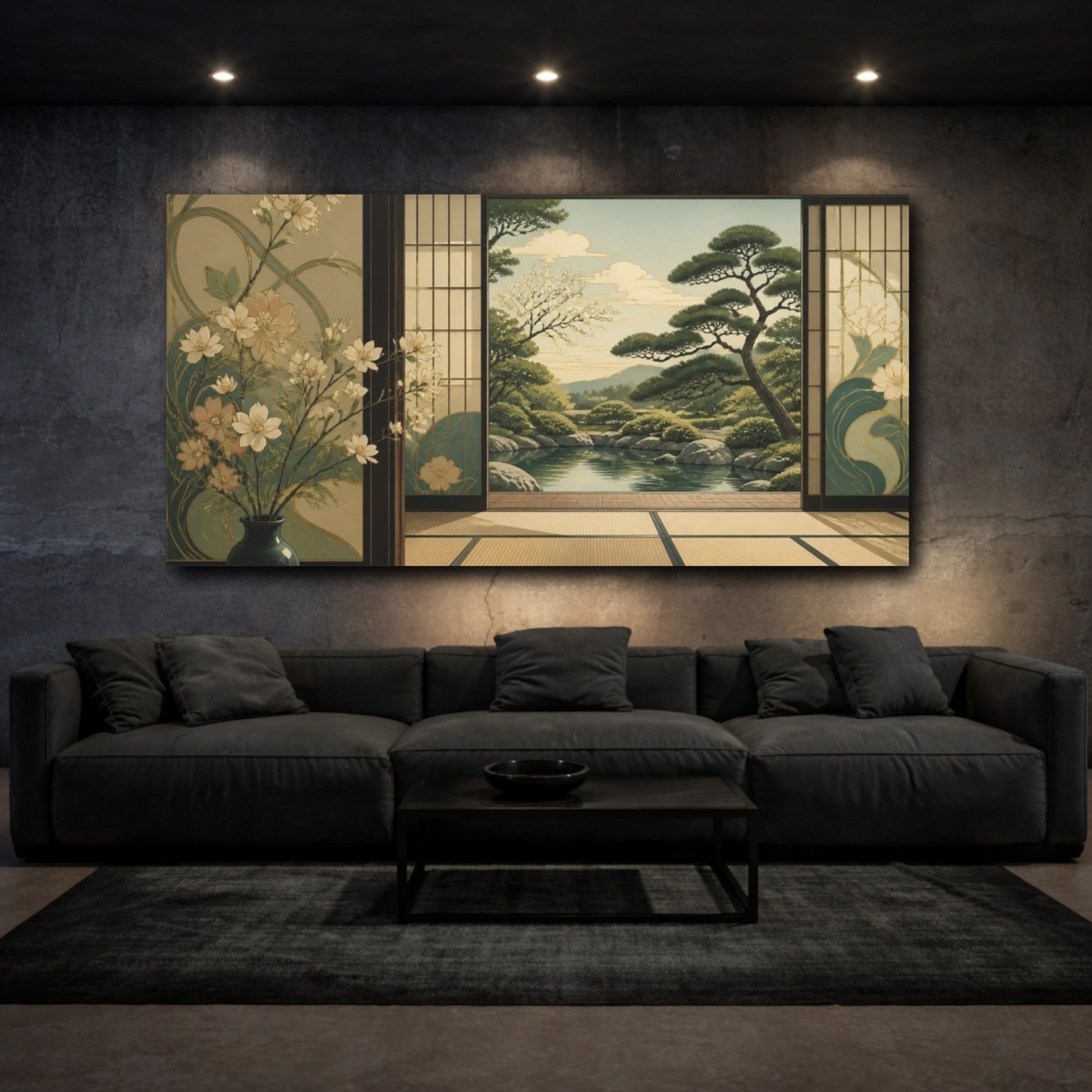 Mockup 3. Tatami Garden View shown as canvas print