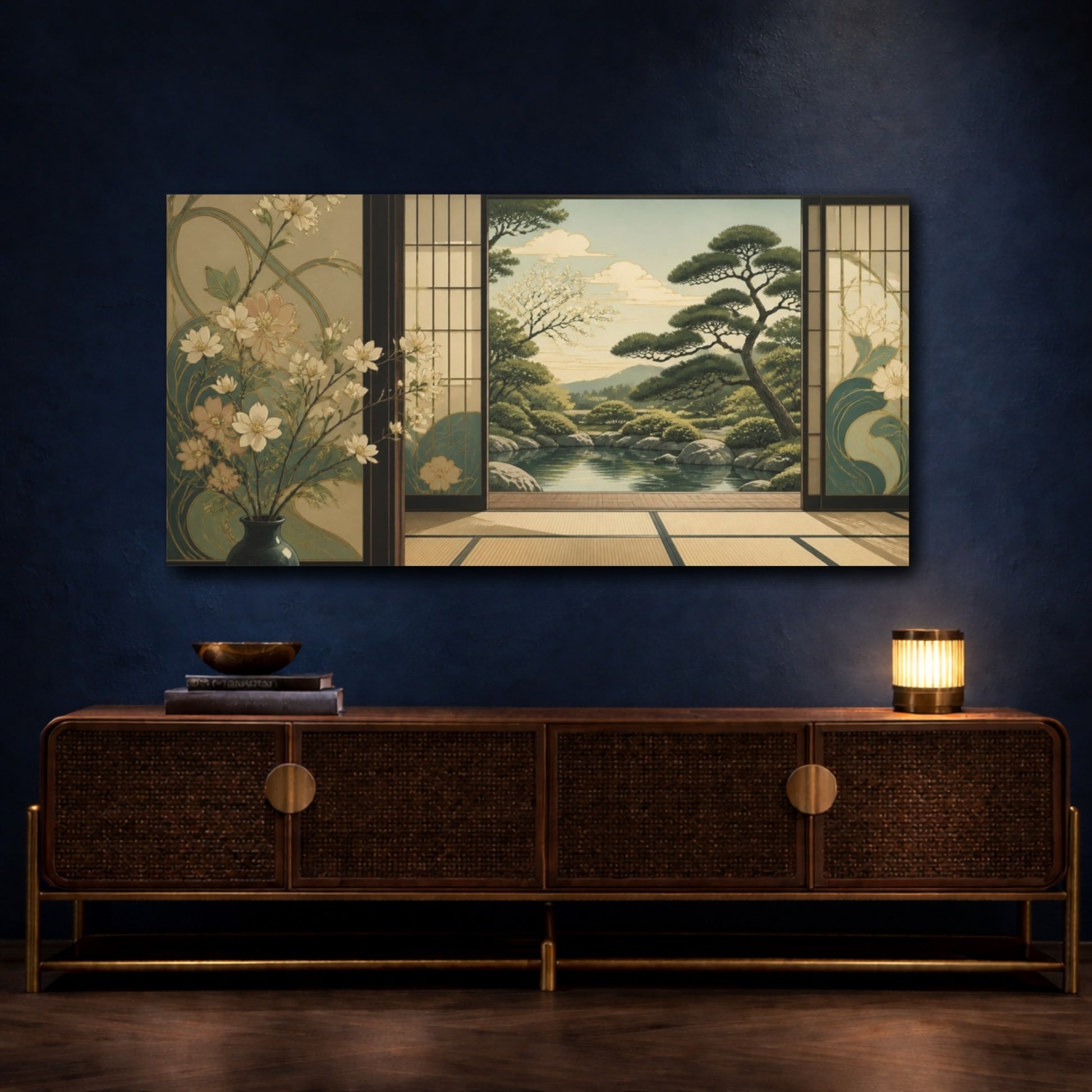 Mockup 4. Tatami Garden View shown as canvas print