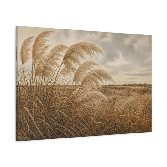 Main Mockup. Tawny Pampas Prairie shown as canvas print