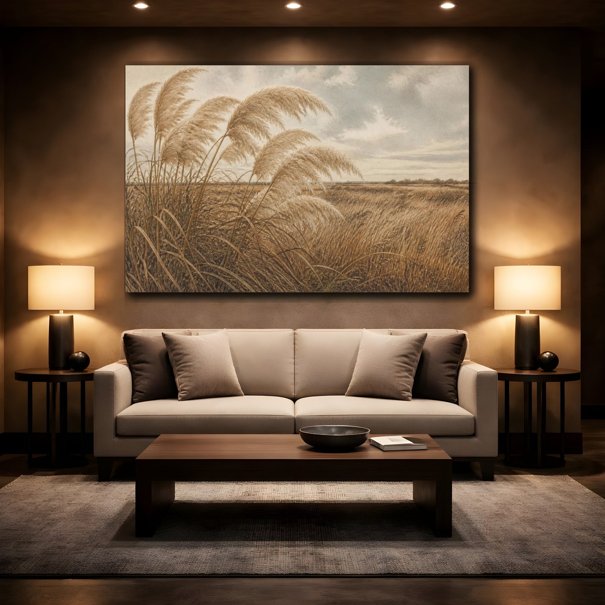 Mockup 2. Tawny Pampas Prairie shown as canvas print