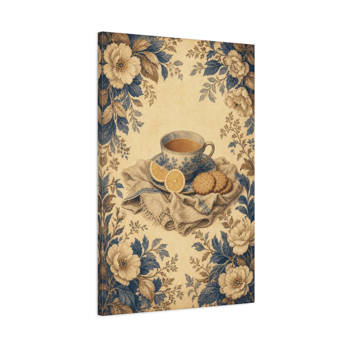 Main Mockup. Tea With Lemon & Biscuits shown as canvas print