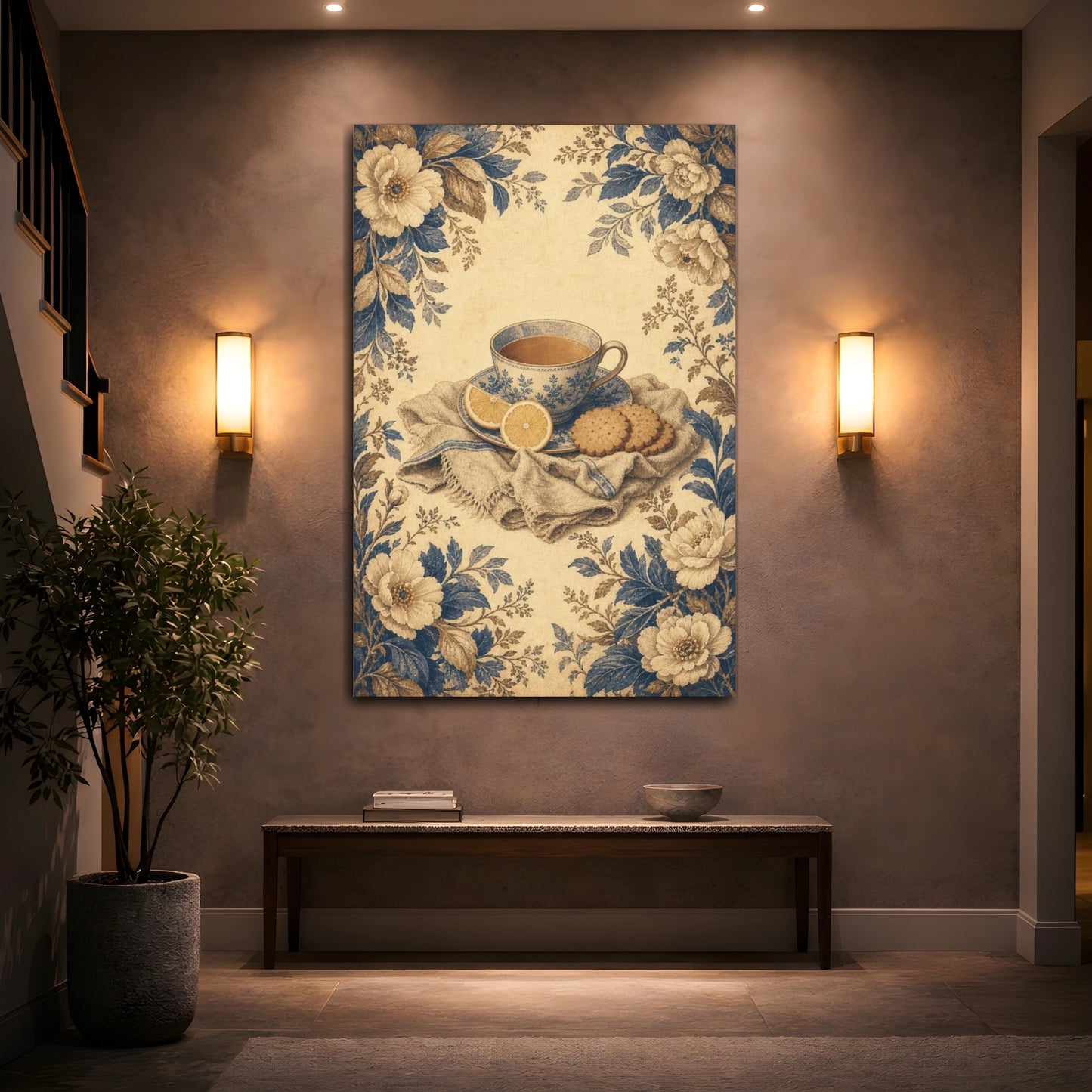 Mockup 2. Tea With Lemon & Biscuits shown as canvas print