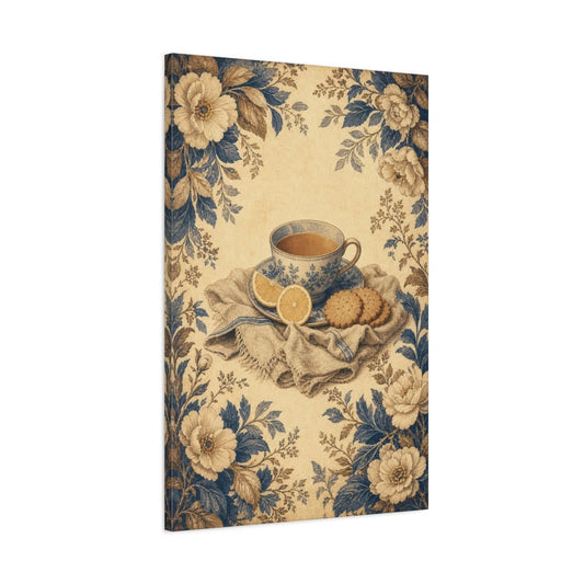Tea With Lemon & Biscuits Canvas Print Wall Art – Kitchen Decor, Breakfast Nook - YesArtYes