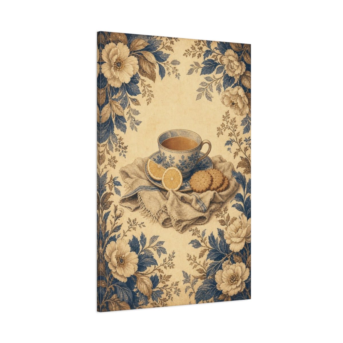 Tea With Lemon & Biscuits Canvas Print Wall Art – Kitchen Decor, Breakfast Nook - YesArtYes