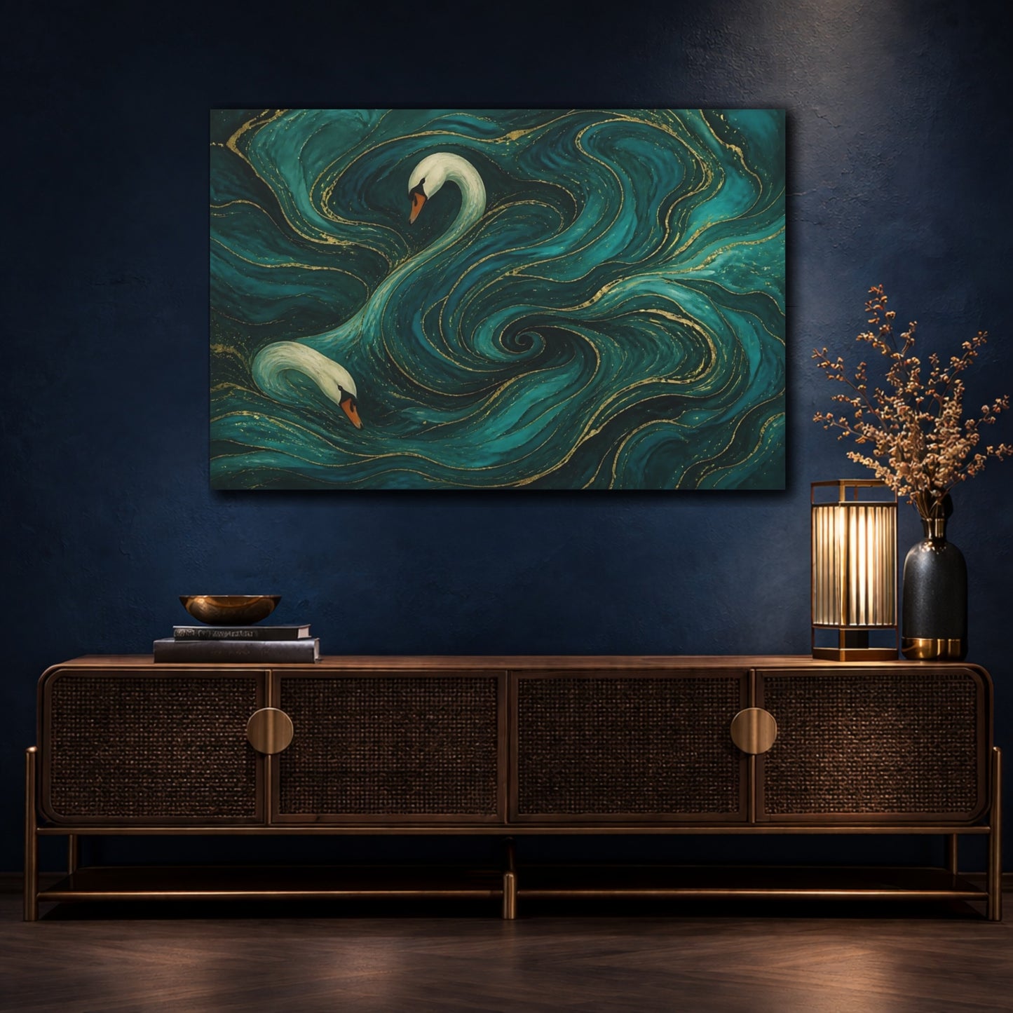 Mockup 4. Teal Swan Currents shown as canvas print