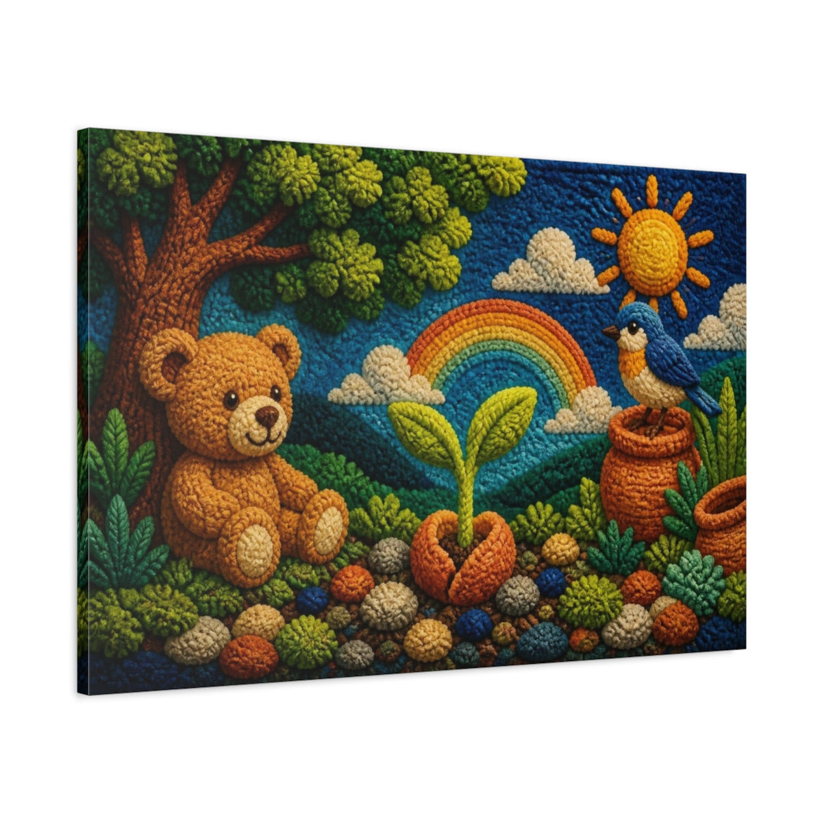 Main Mockup. Teddy Garden For Kids shown as canvas print