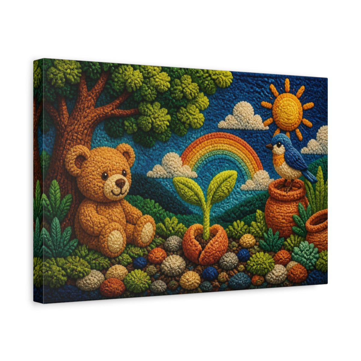 Side Mockup 4. Teddy Garden For Kids shown as canvas print