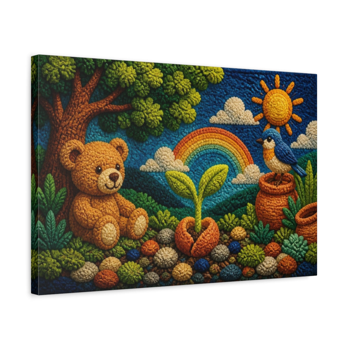 Side Mockup 3. Teddy Garden For Kids shown as canvas print