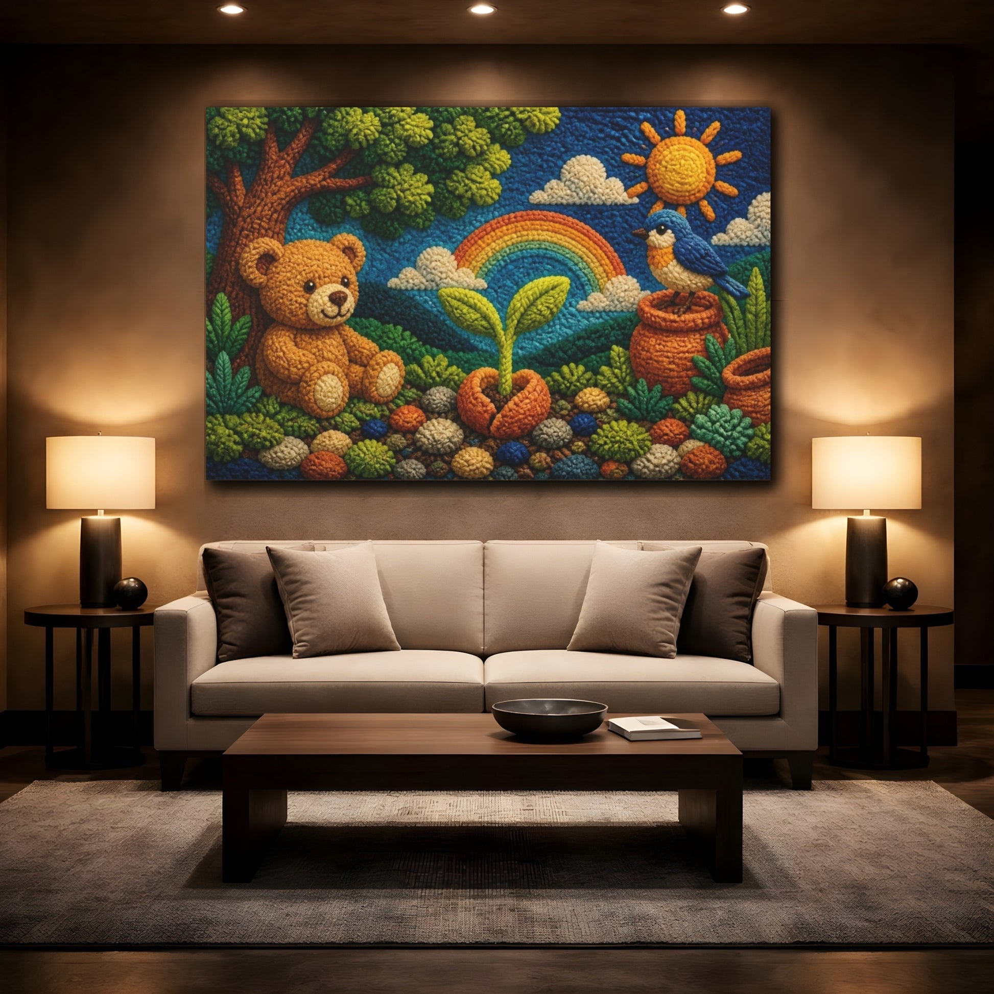 Mockup 2. Teddy Garden For Kids shown as canvas print