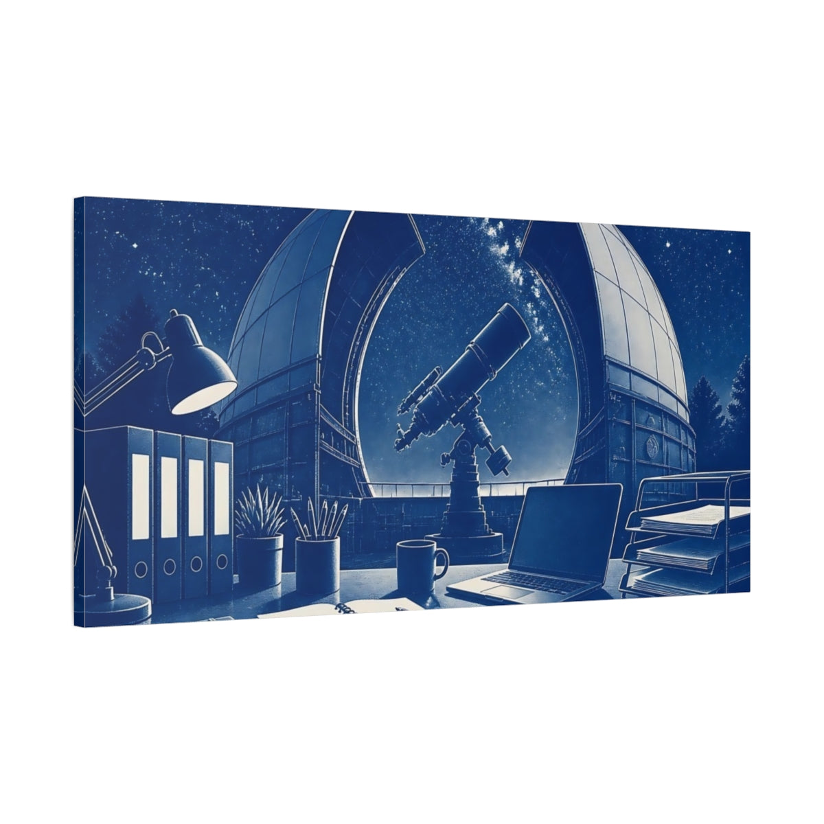 Main Mockup. Telescope At Observatory Desk shown as canvas print
