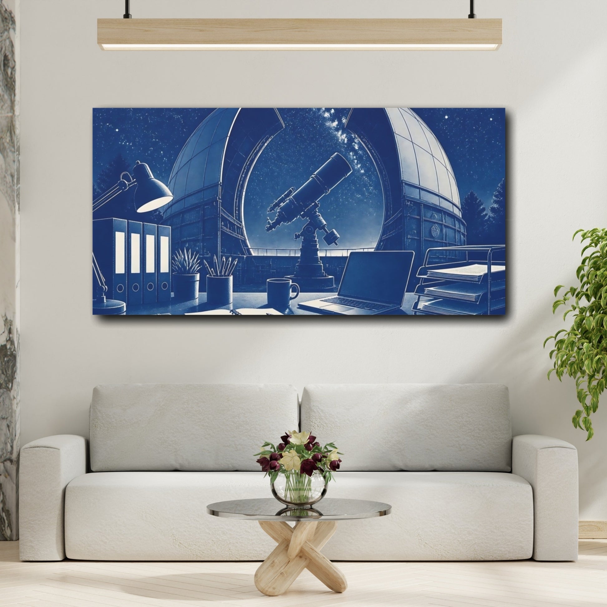 Mockup 2. Telescope At Observatory Desk shown as canvas print
