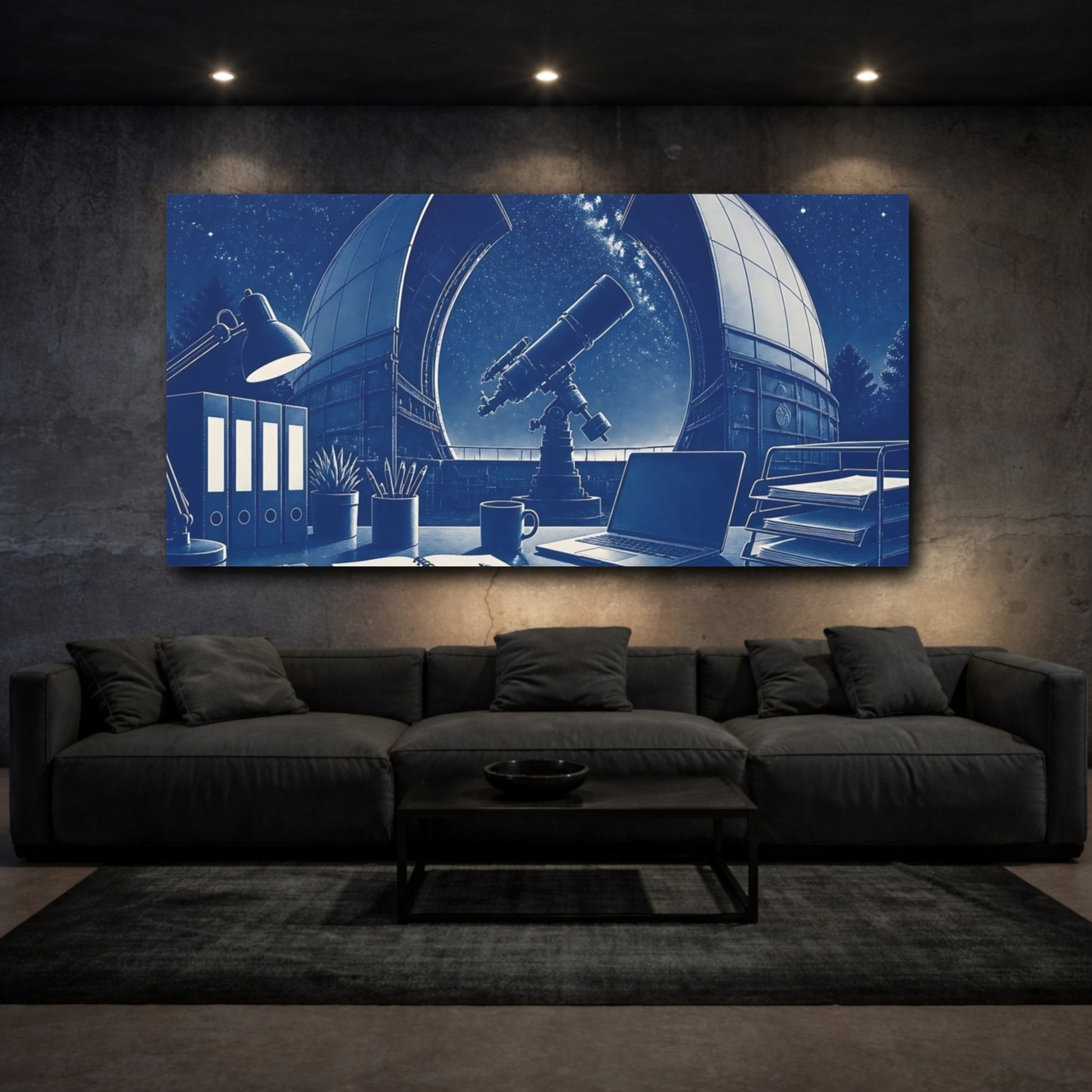 Mockup 3. Telescope At Observatory Desk shown as canvas print