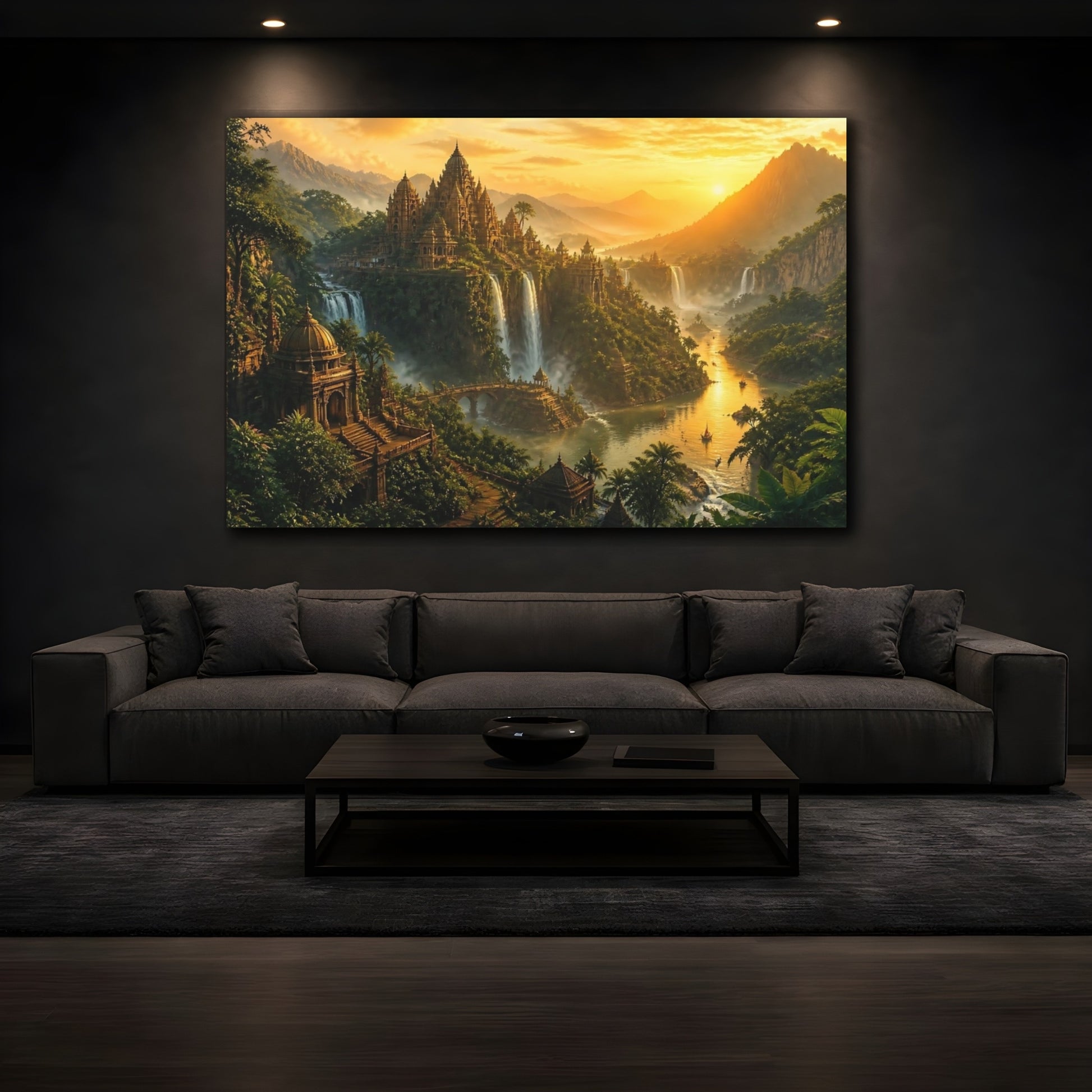 Mockup 3. Temple City At Sunset shown as canvas print