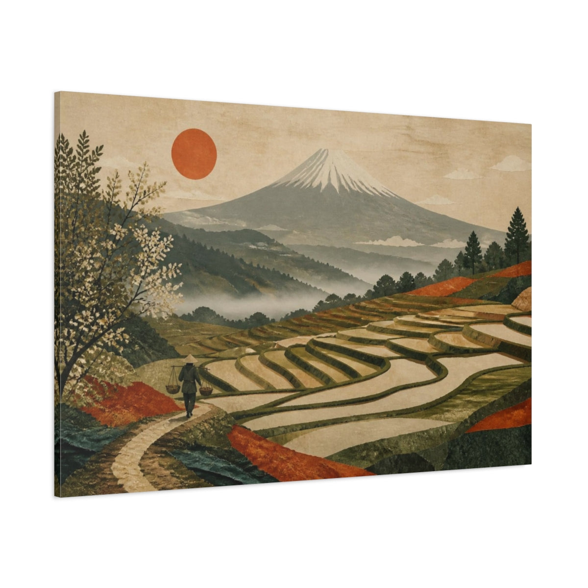 Side Mockup 1. Terraced Fields By Fuji shown as canvas print