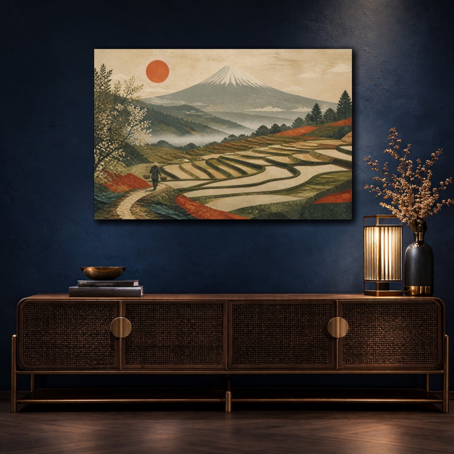 Mockup 4. Terraced Fields By Fuji shown as canvas print
