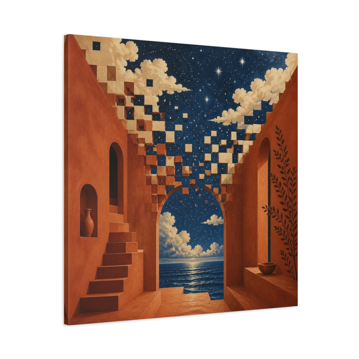 Main Mockup. Terracotta Arch Illusion shown as canvas print