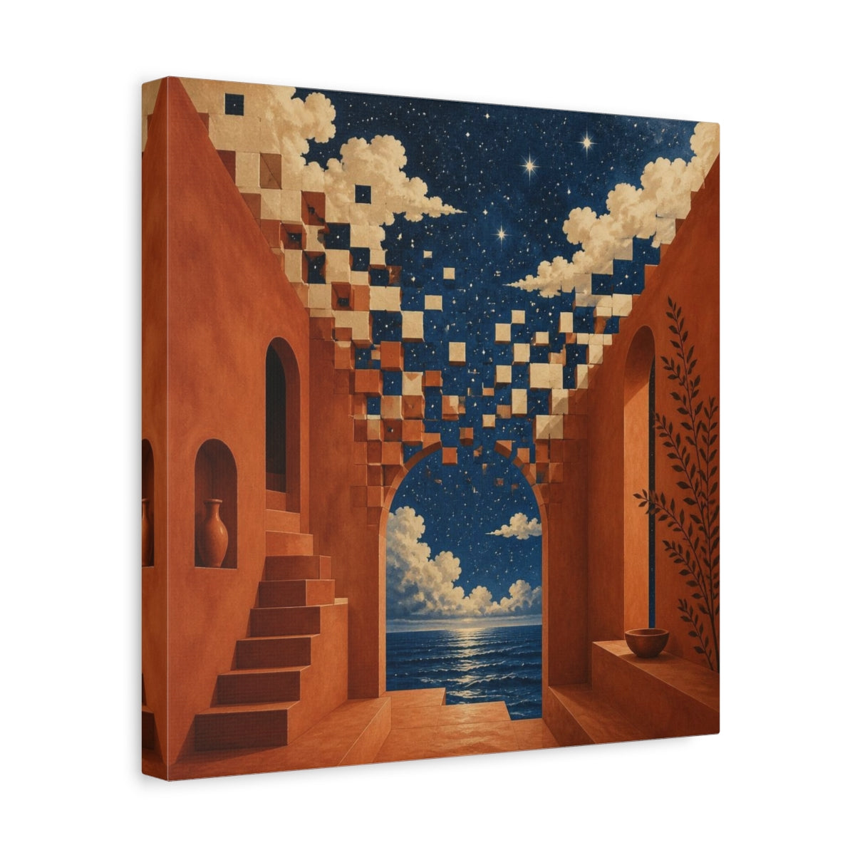 Side Mockup 7. Terracotta Arch Illusion shown as canvas print