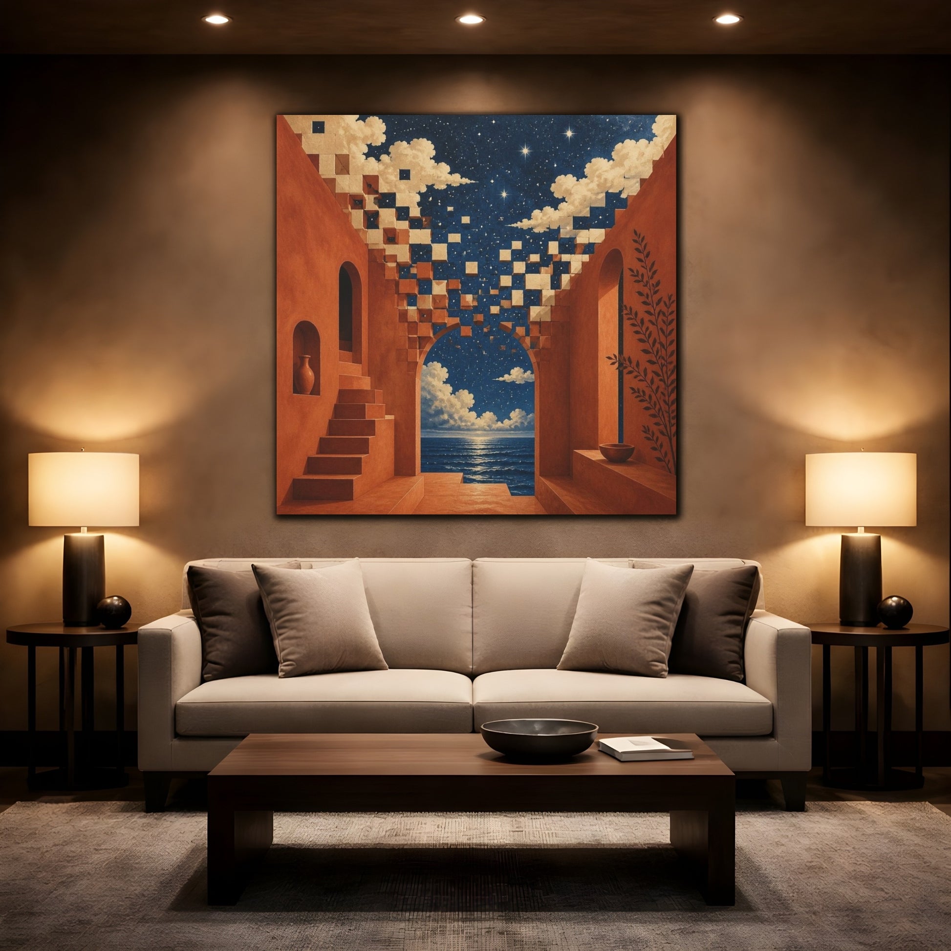 Mockup 2. Terracotta Arch Illusion shown as canvas print