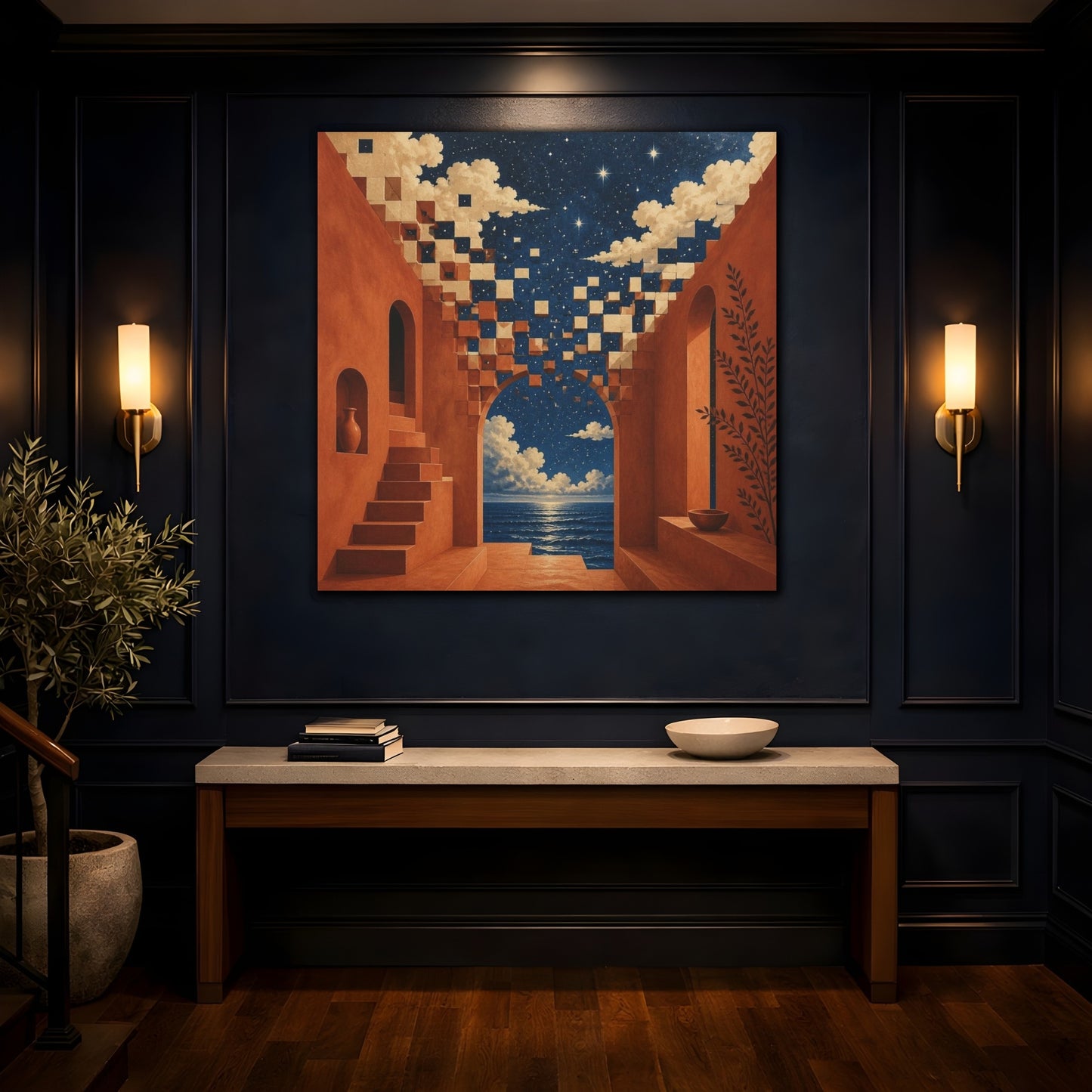 Mockup 4. Terracotta Arch Illusion shown as canvas print