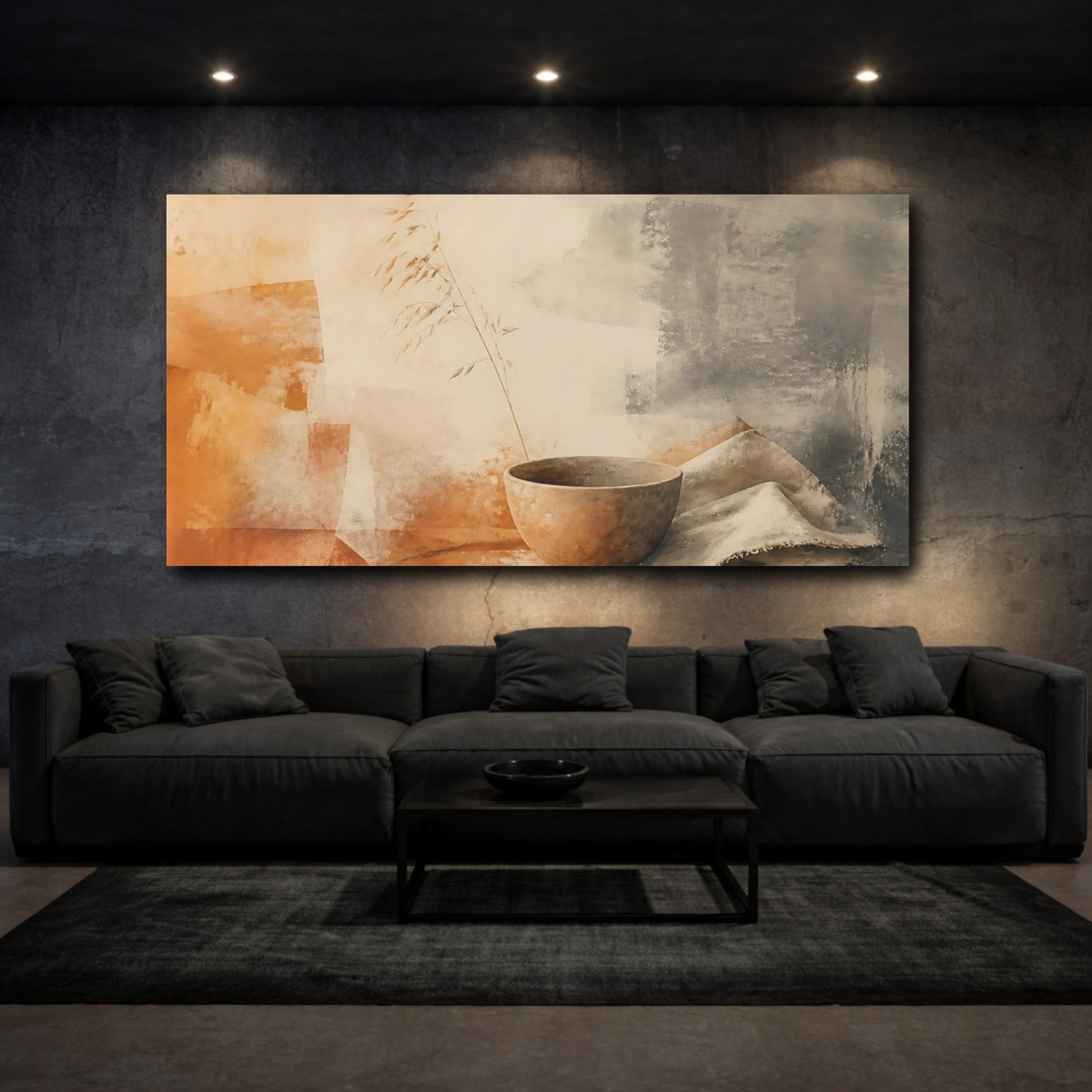 Mockup 3. Terracotta Bowl With Grass shown as canvas print