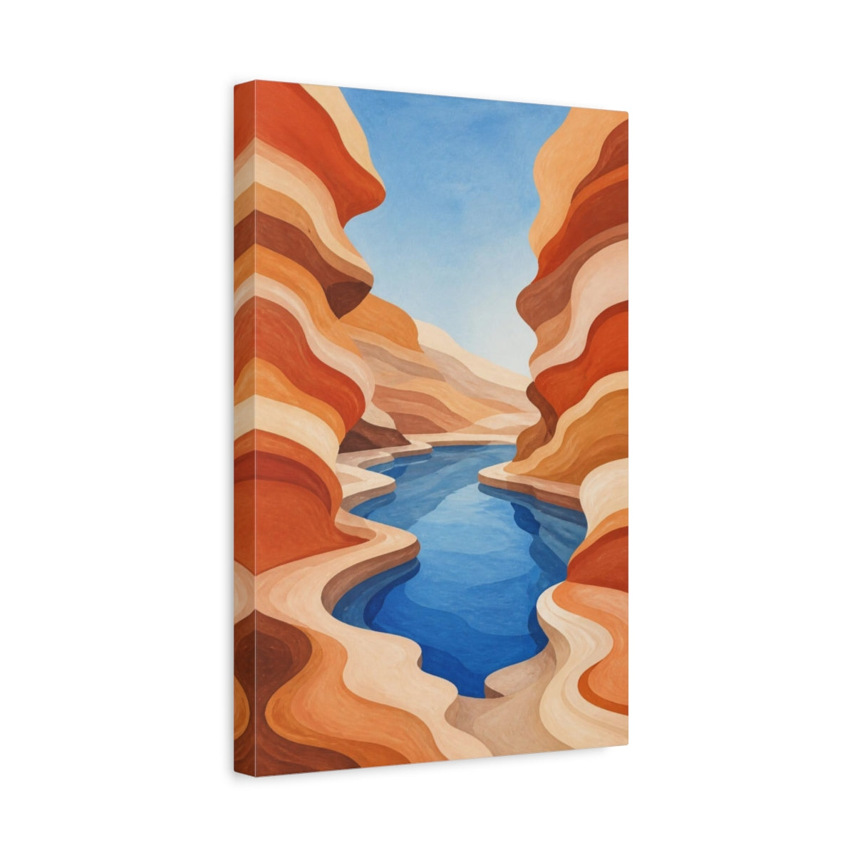 Side Mockup 4. Terracotta Canyon Pool shown as canvas print
