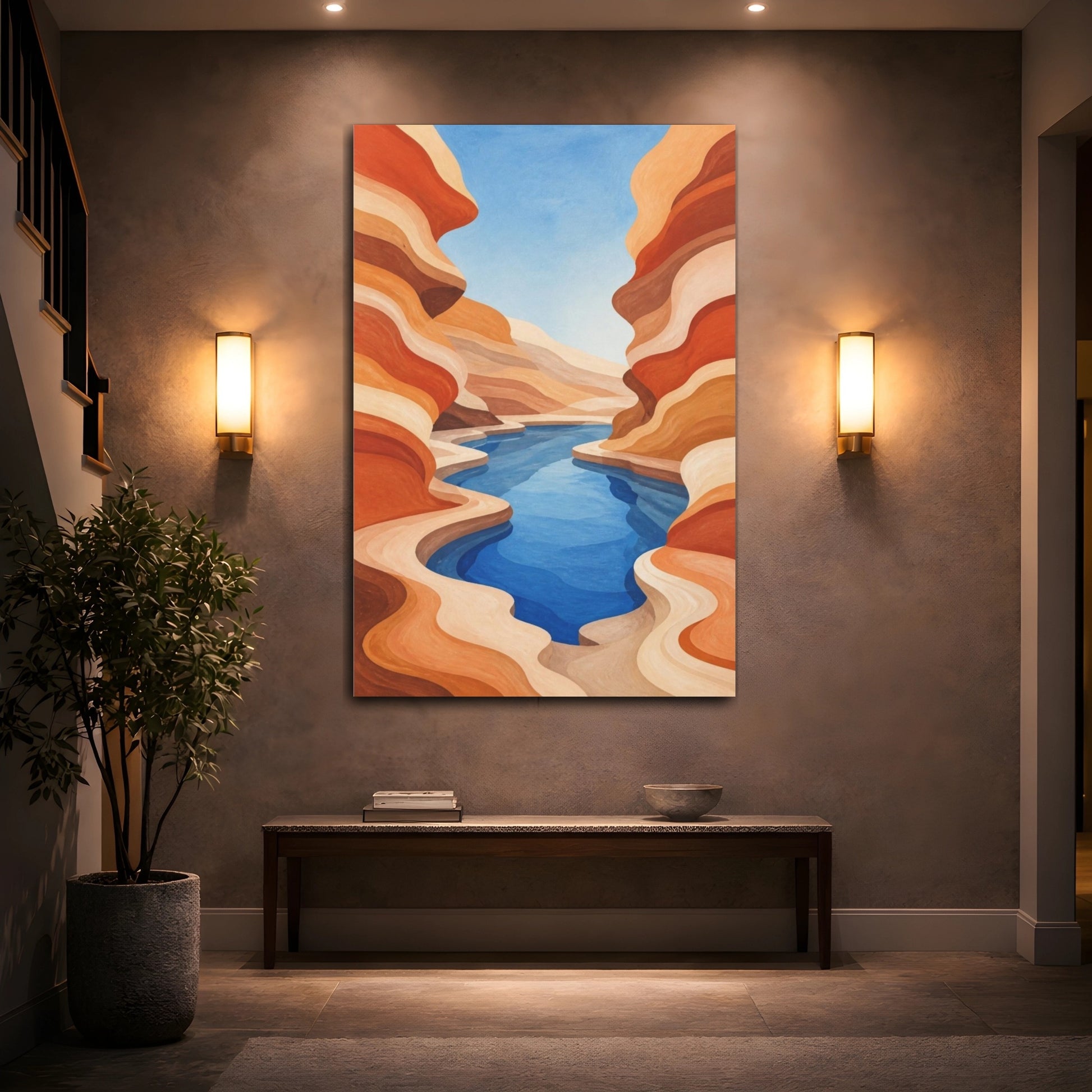 Mockup 2. Terracotta Canyon Pool shown as canvas print