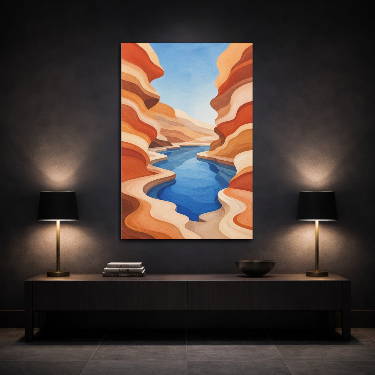 Mockup 3. Terracotta Canyon Pool shown as canvas print