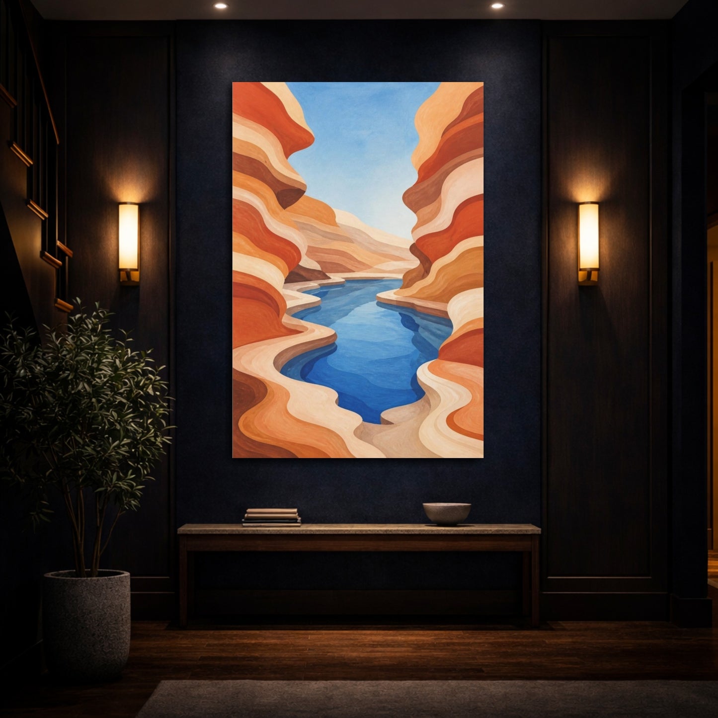 Mockup 4. Terracotta Canyon Pool shown as canvas print