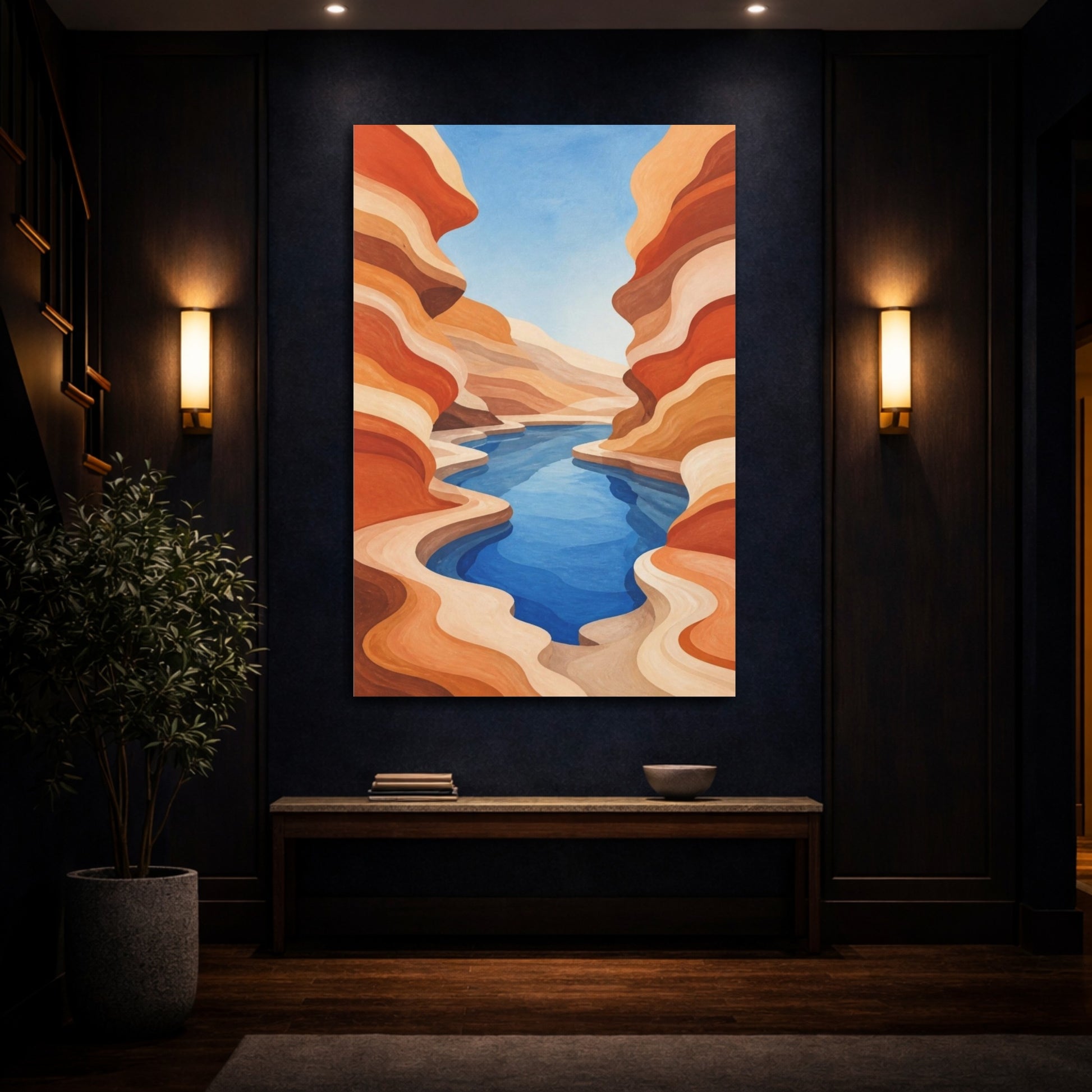 Mockup 4. Terracotta Canyon Pool shown as canvas print