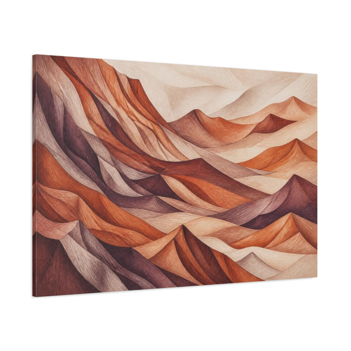 Side Mockup 1. Terracotta Desert Ridges shown as canvas print
