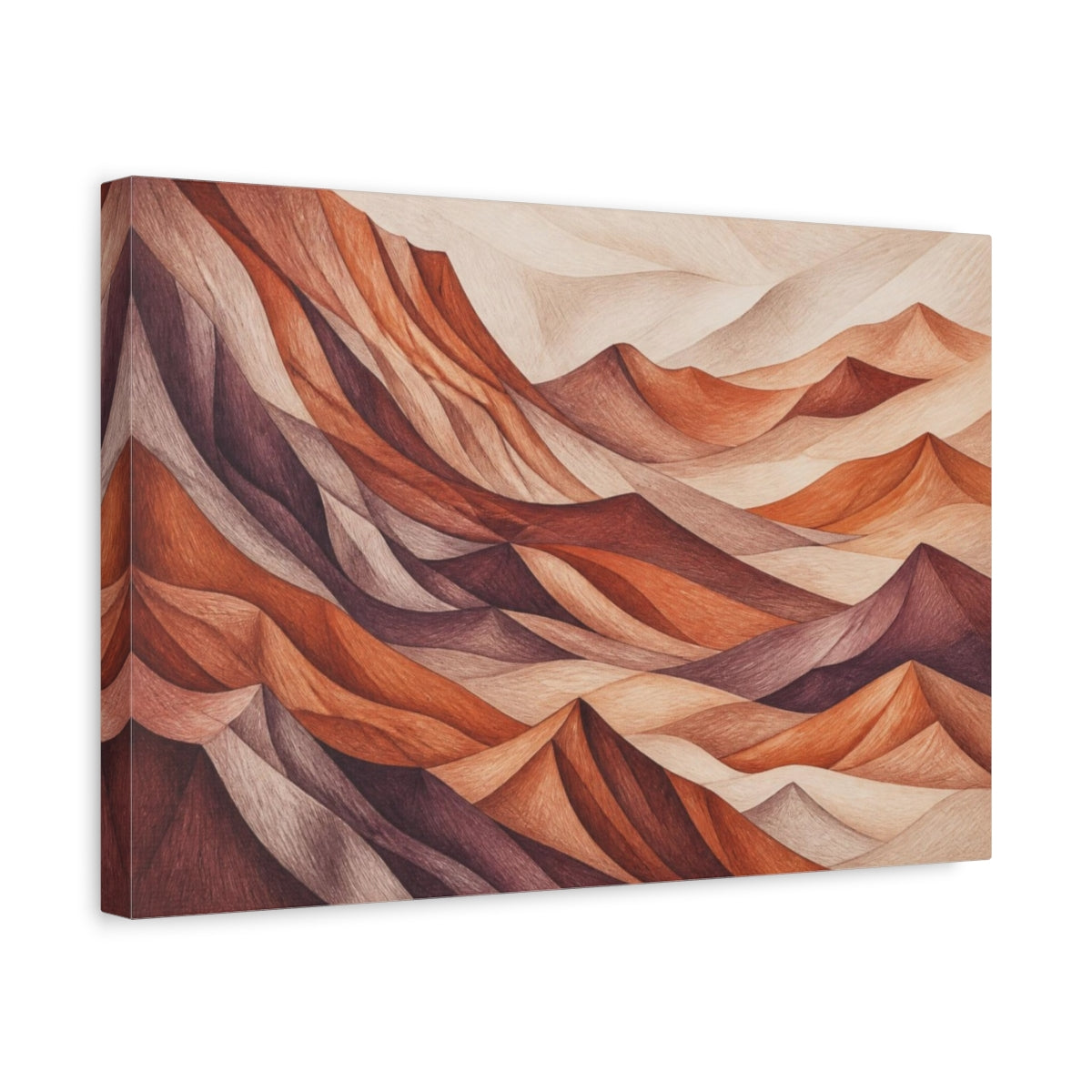 Side Mockup 4. Terracotta Desert Ridges shown as canvas print