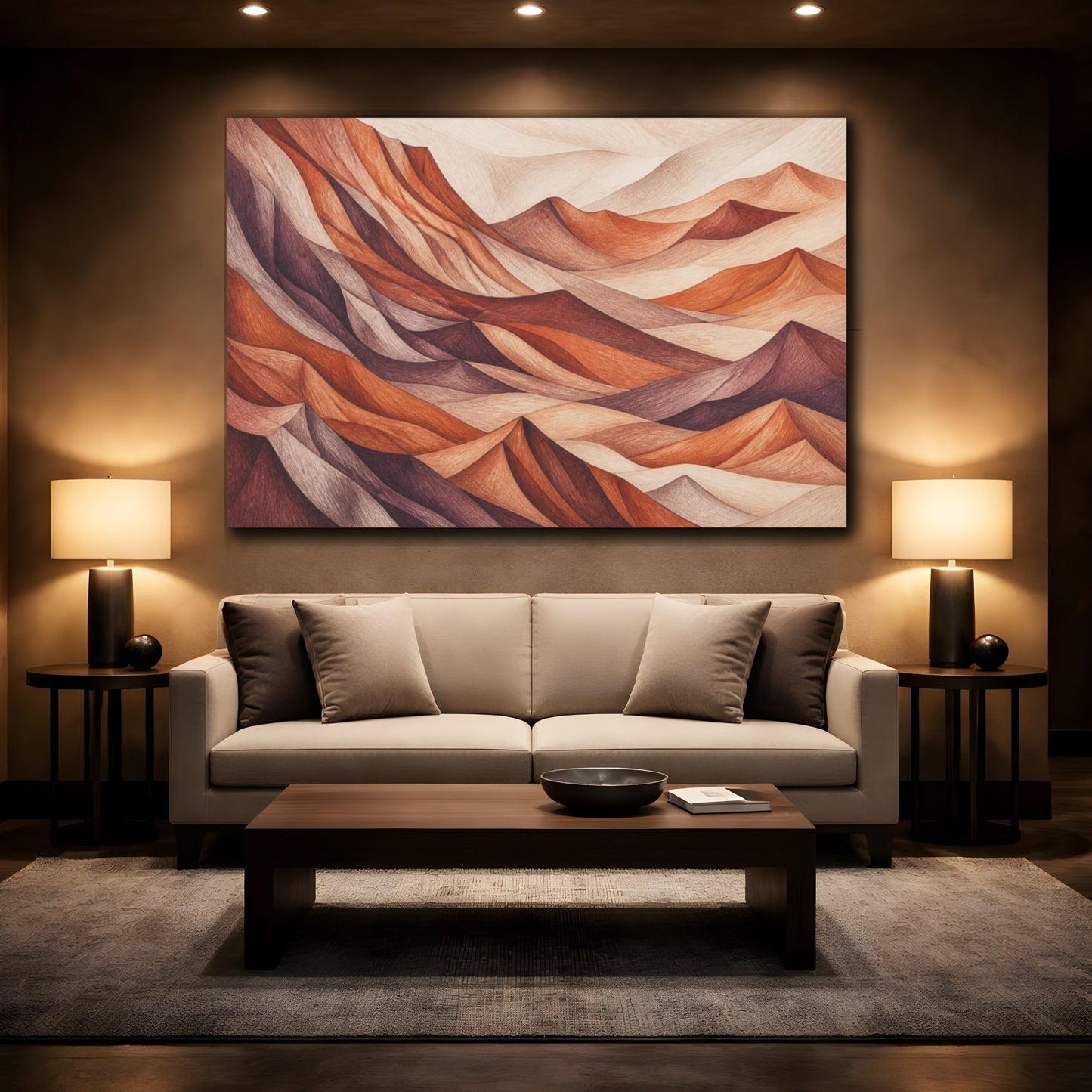 Mockup 2. Terracotta Desert Ridges shown as canvas print