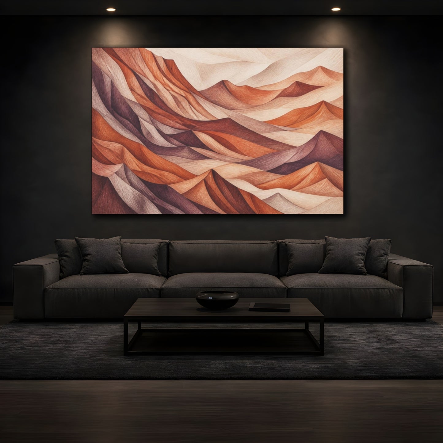 Mockup 3. Terracotta Desert Ridges shown as canvas print