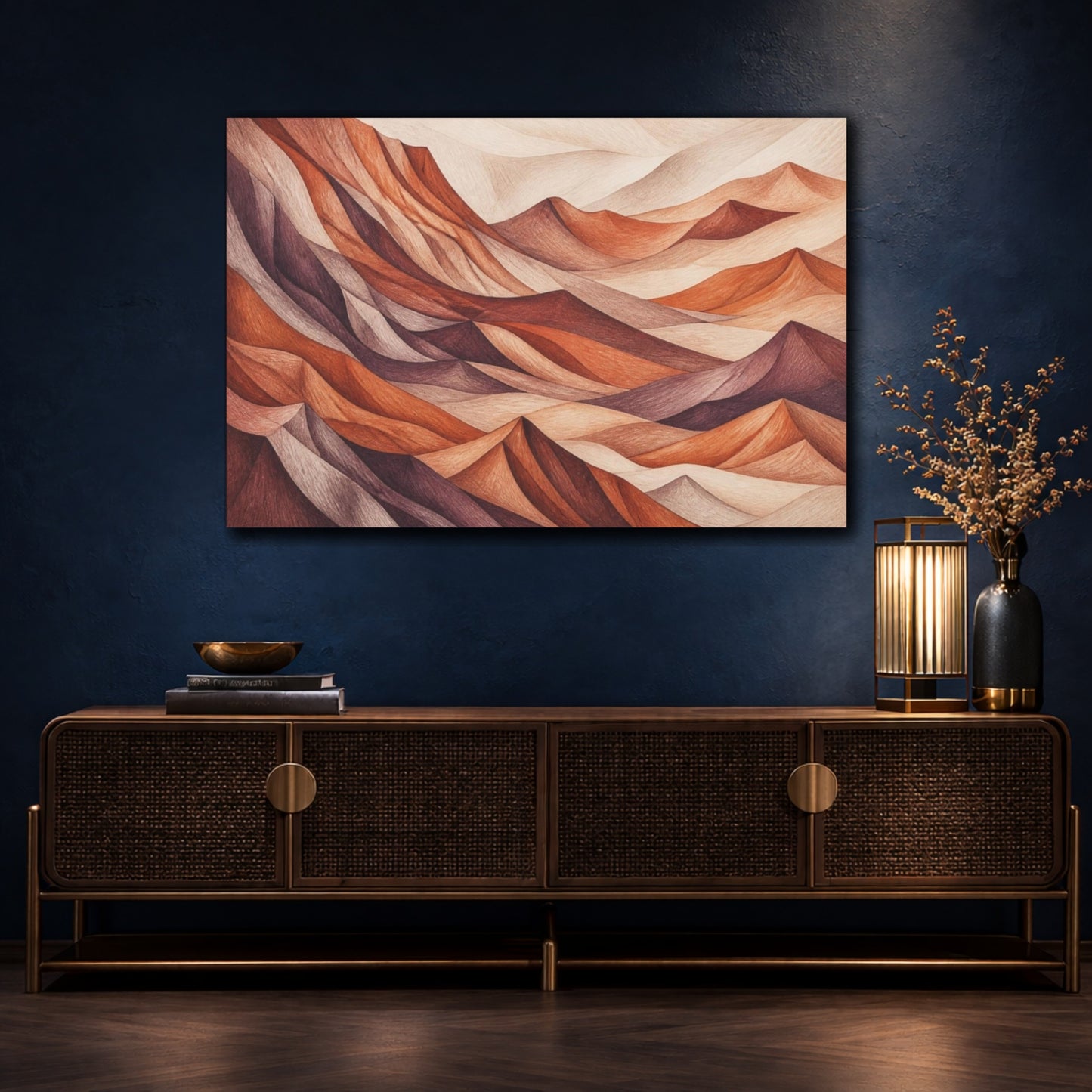 Mockup 4. Terracotta Desert Ridges shown as canvas print
