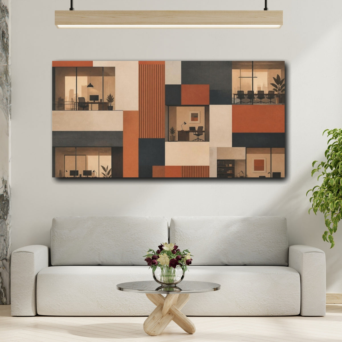 Mockup 2. Terracotta Office Facade shown as canvas print
