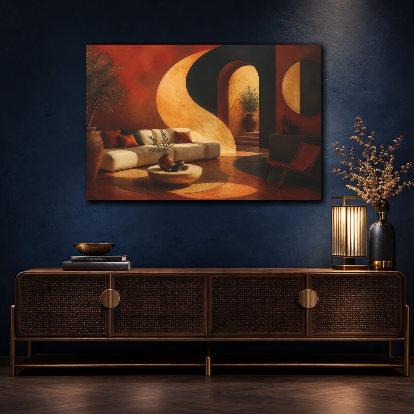 Mockup 4. Terracotta Sofa And Arch shown as canvas print