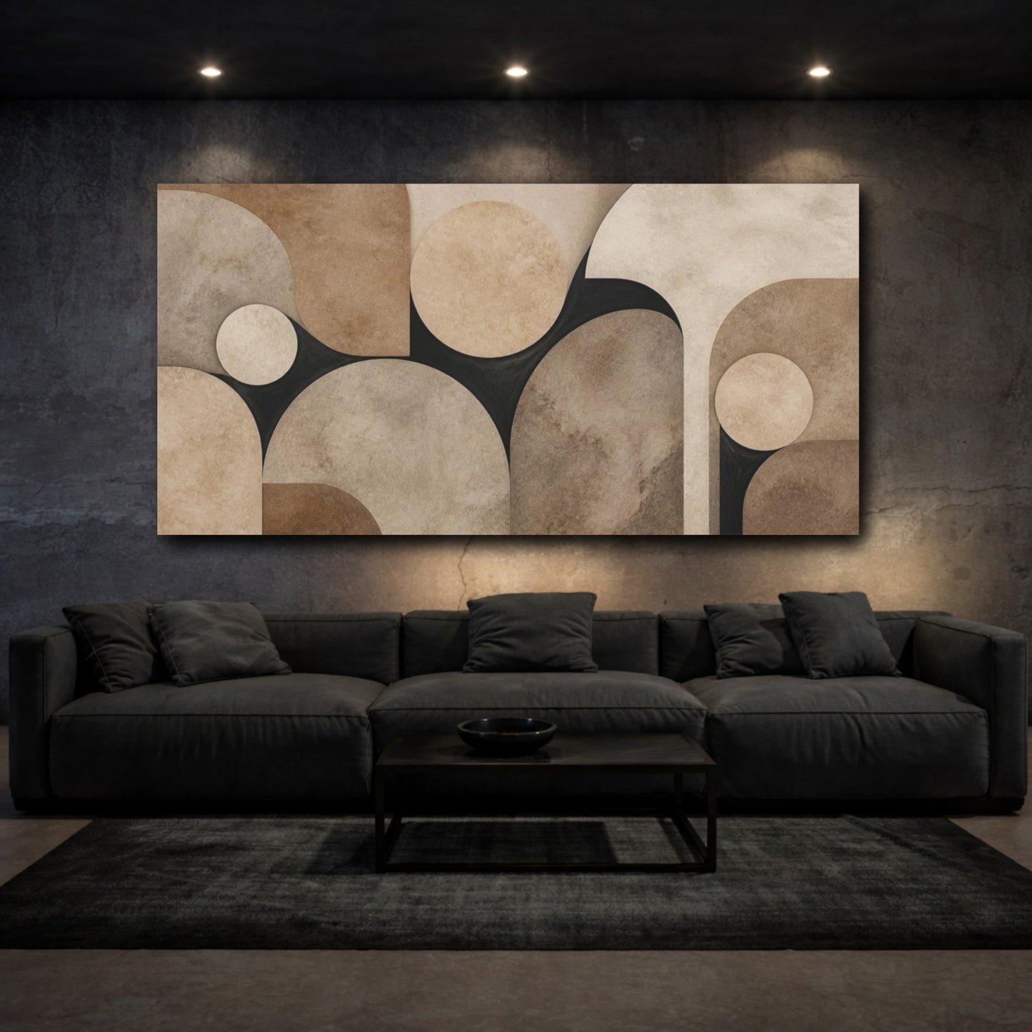 Mockup 3. Textured Arch Circles shown as canvas print