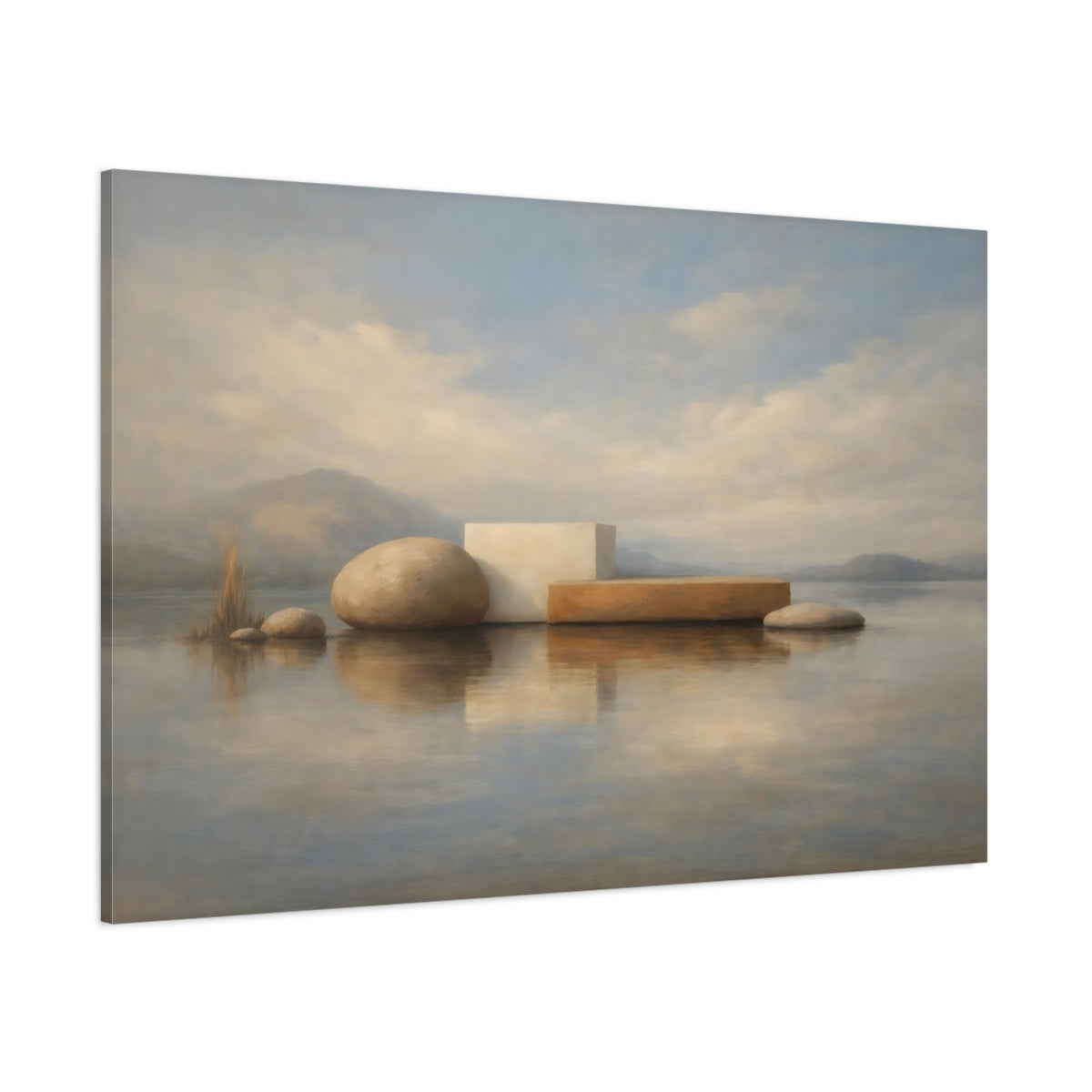 Main Mockup. Textured Calm Shape Interaction Minimal shown as stretched canvas wall art