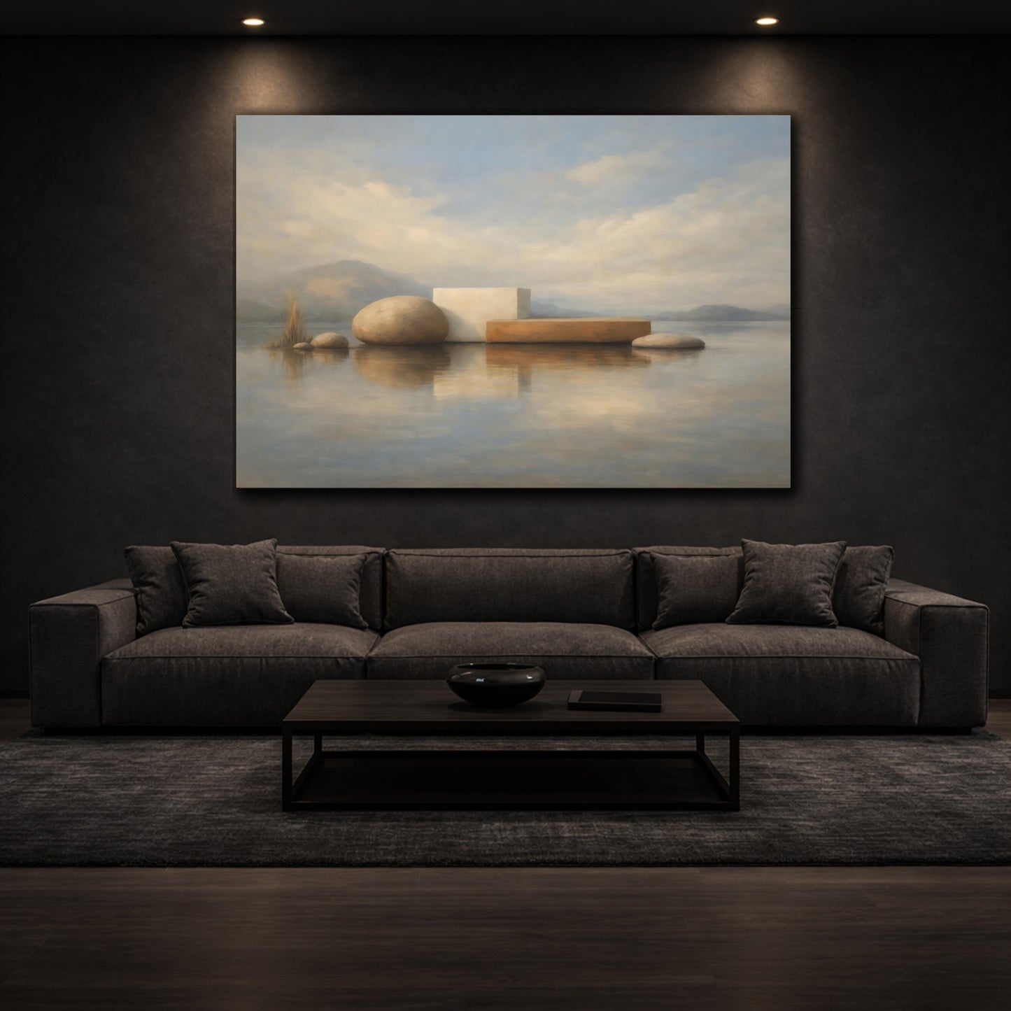 Mockup 2. Textured Calm Shape Interaction Minimal shown as stretched canvas wall art
