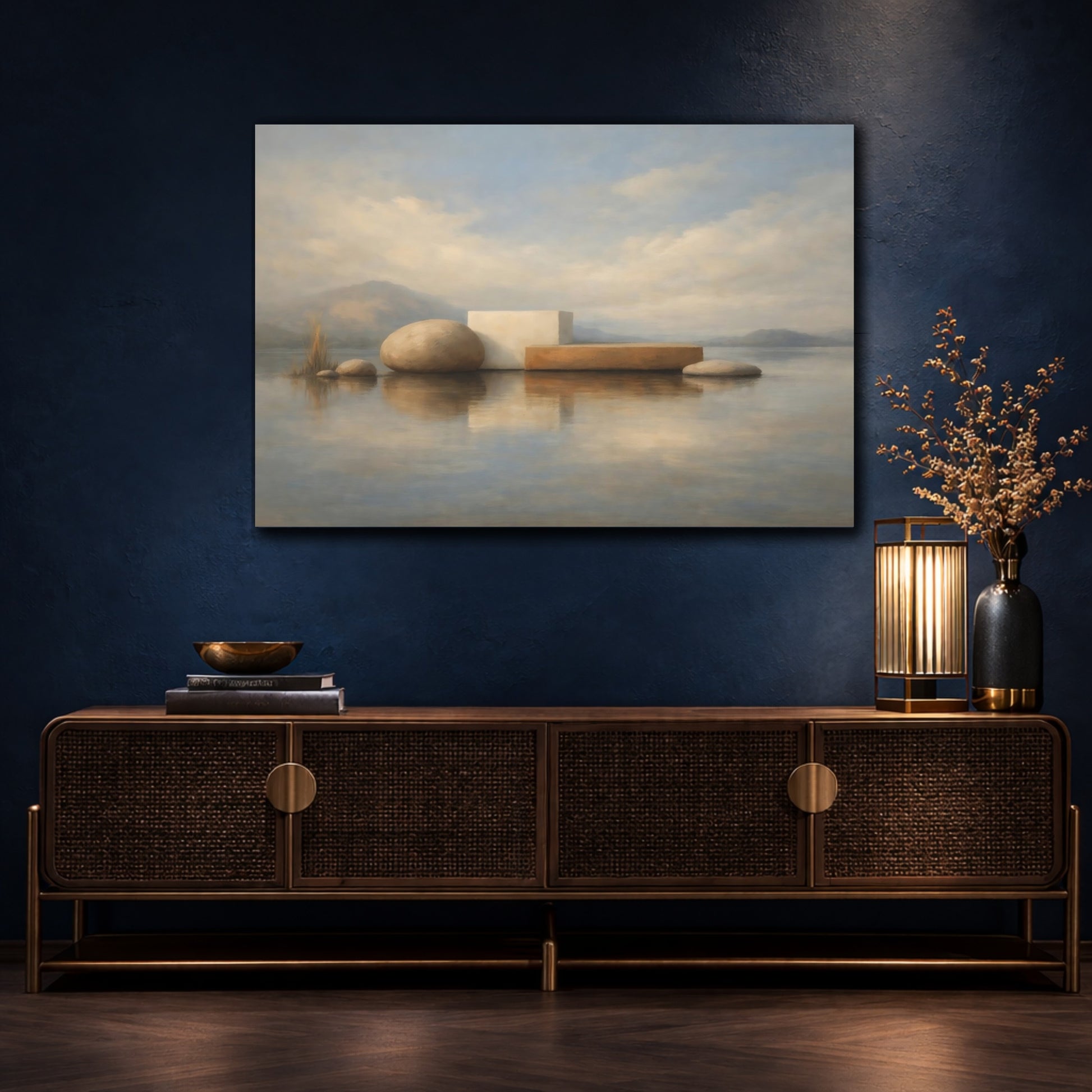 Mockup 4. Textured Calm Shape Interaction Minimal shown as stretched canvas wall art