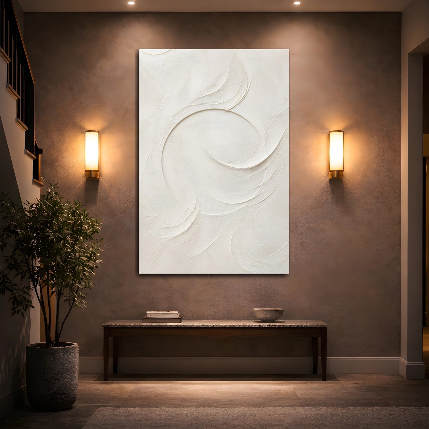 Mockup 2. Textured Swirl Wall Art shown as canvas print